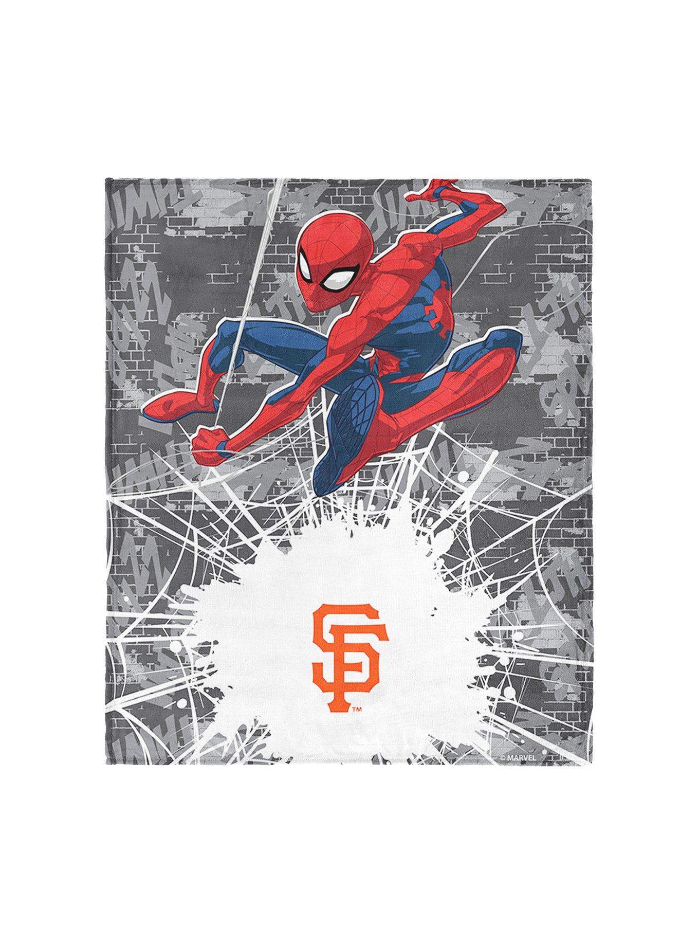 MLB San Francisco Giants Marvel Spider-Man Web Sling Grey Silk Touch Throw Blanket
