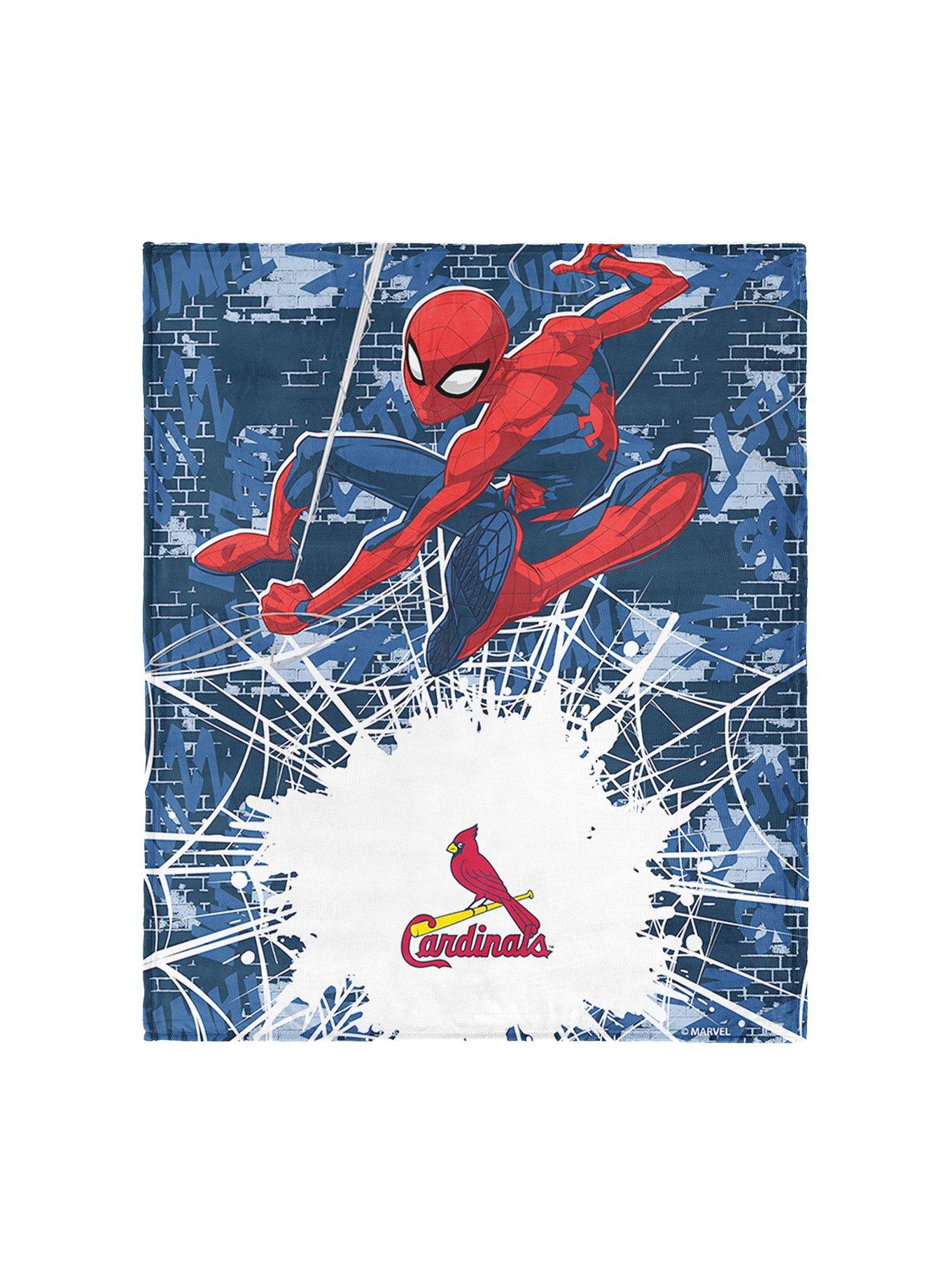MLB St. Louis Cardinals Marvel Spider-Man Web Sling Navy Silk Touch Throw Blanket
