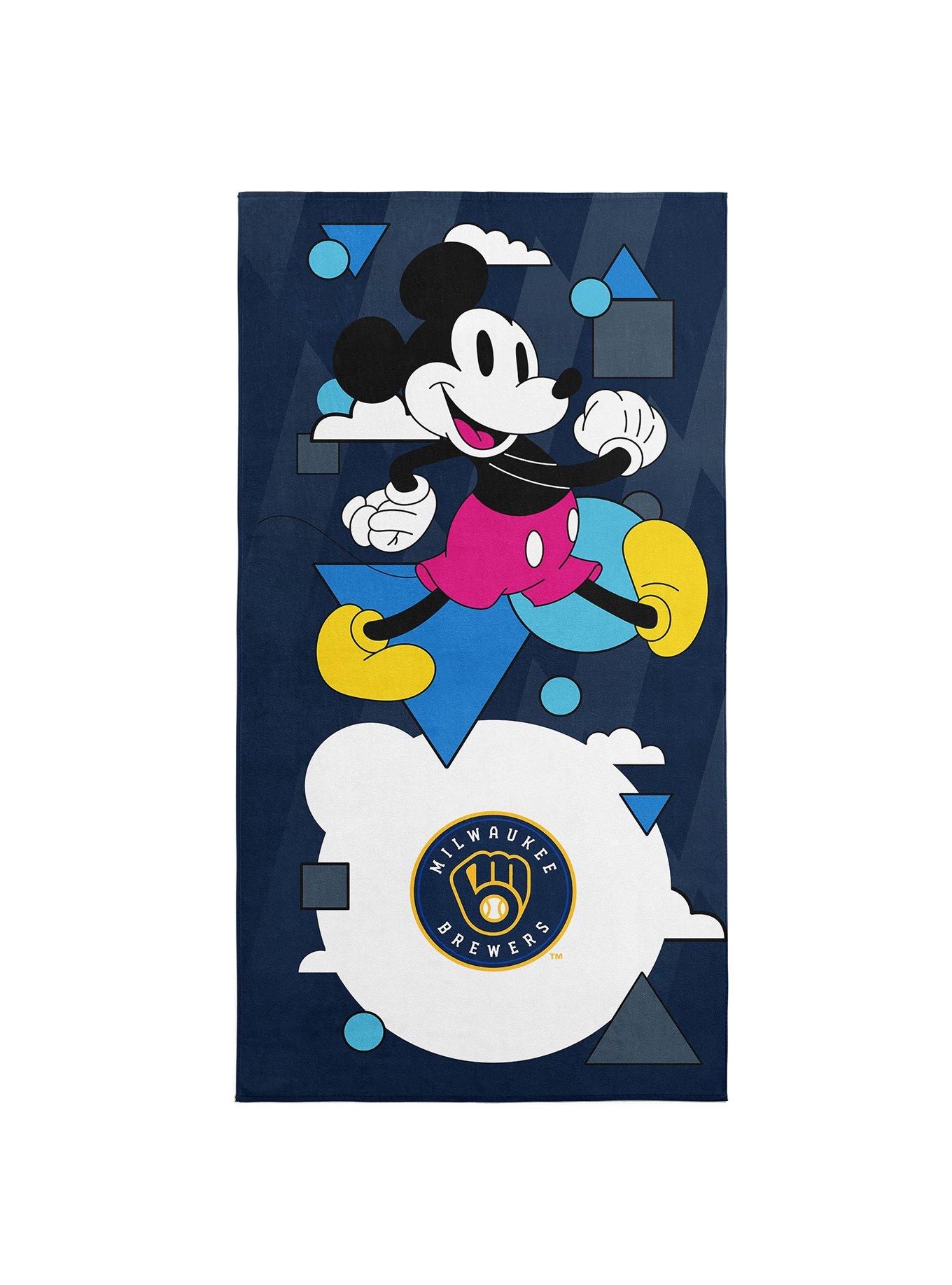 MLB Milwaukee Brewers Disney Mickey Mouse Good Vibes Navy Microfiber Beach Towel