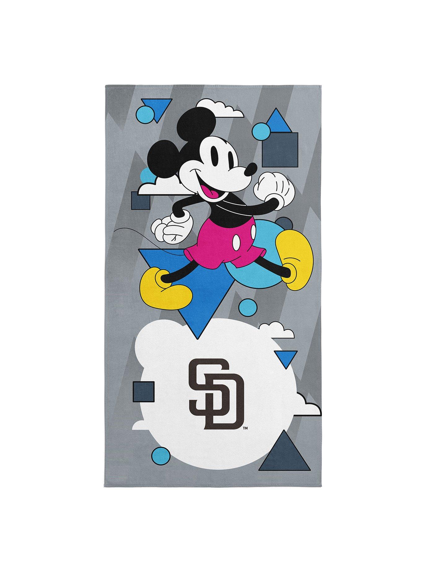 MLB San Diego Padres Disney Mickey Mouse Good Vibes Grey Microfiber Beach Towel