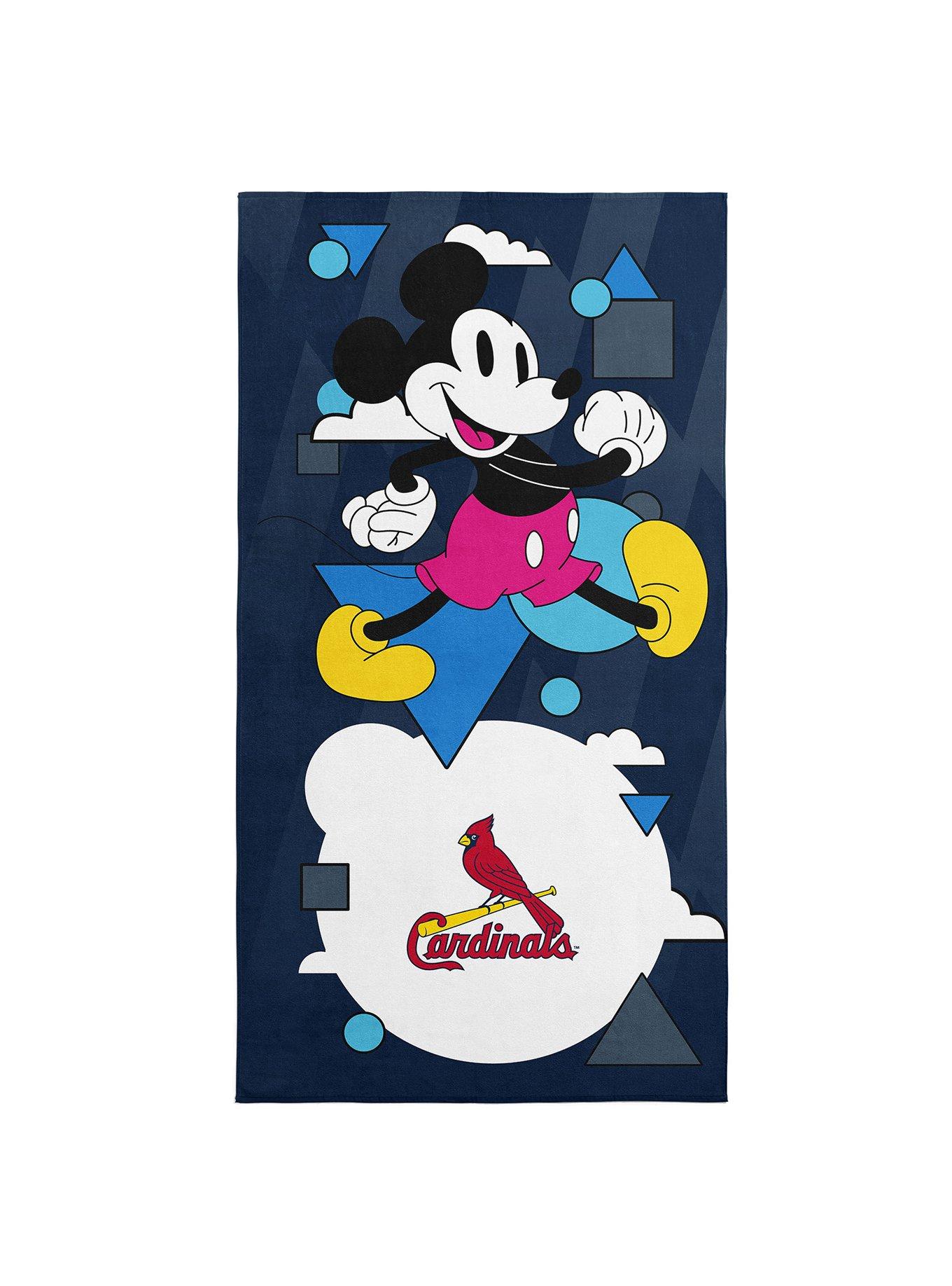 MLB St. Louis Cardinals Disney Mickey Mouse Good Vibes Navy Microfiber Beach Towel