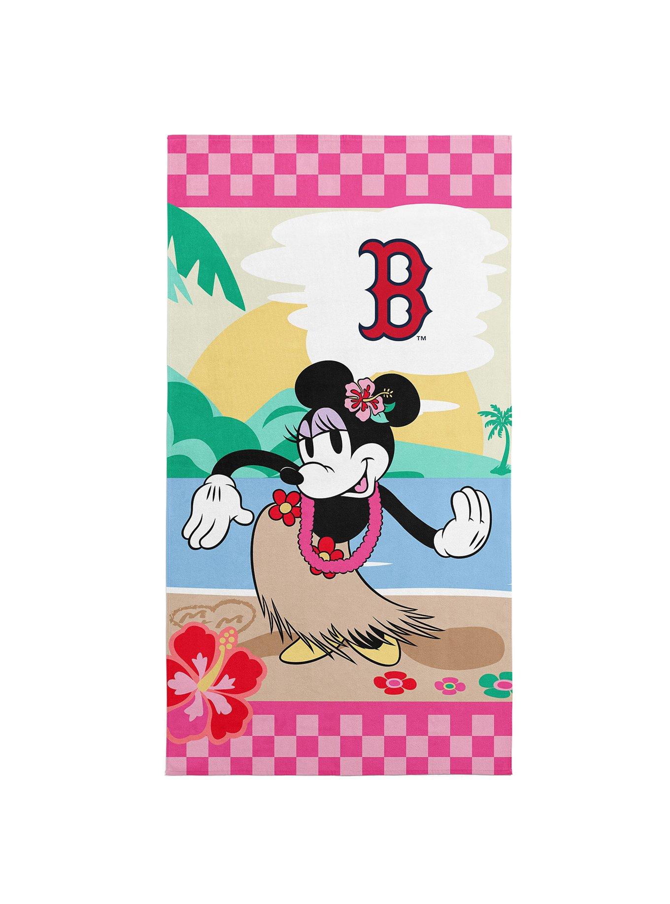 MLB Boston Red Sox Disney Minnie Mouse Beachy Check Pink Microfiber Beach Towel