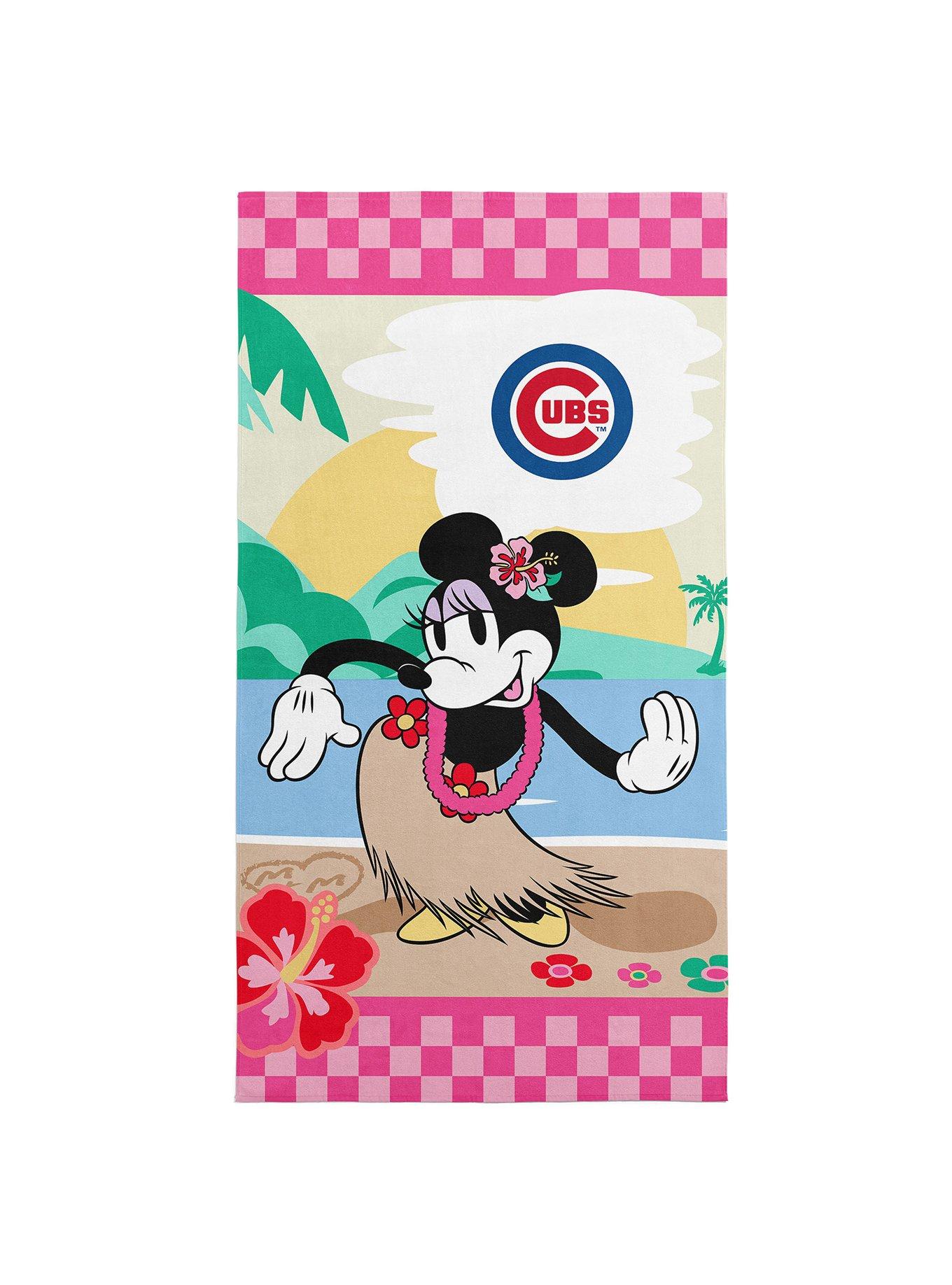 MLB Chicago Cubs Disney Minnie Mouse Beachy Check Pink Microfiber Beach Towel