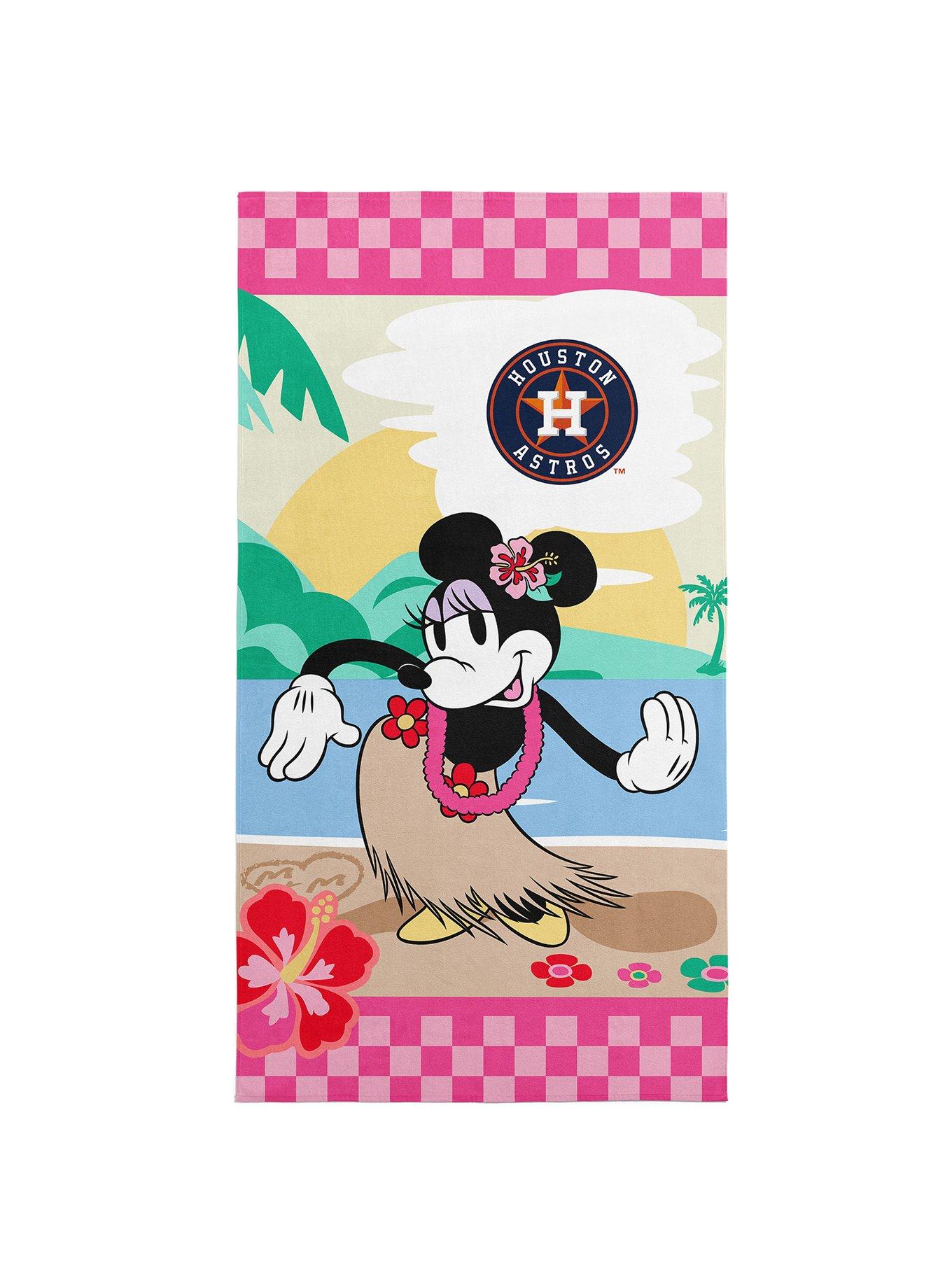 MLB Houston Astros Disney Minnie Mouse Beachy Check Pink Microfiber Beach Towel