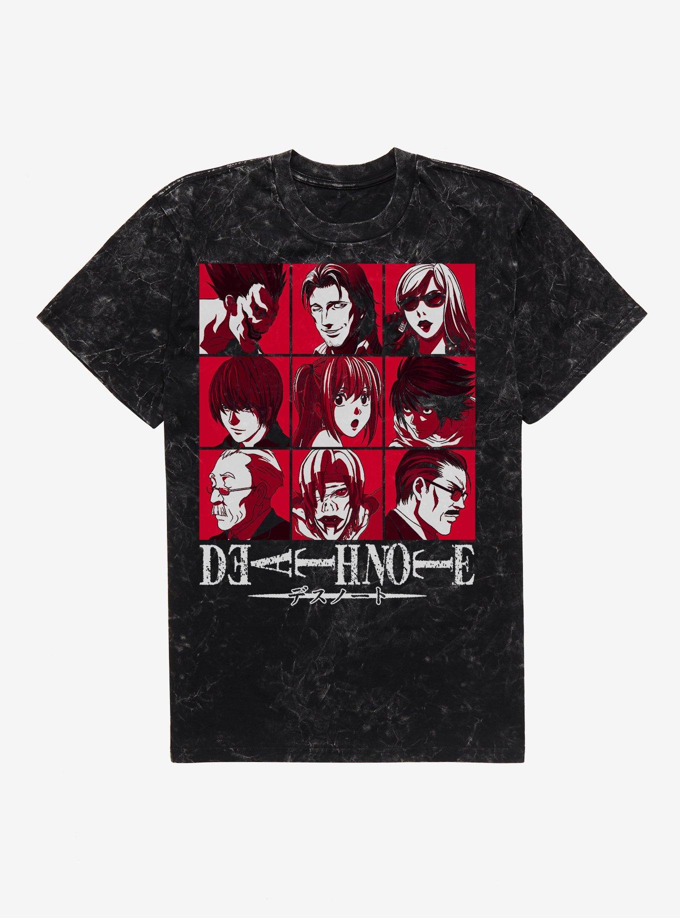 Death Note Character Grid Mineral Wash T-Shirt Hot Topic Exclusive