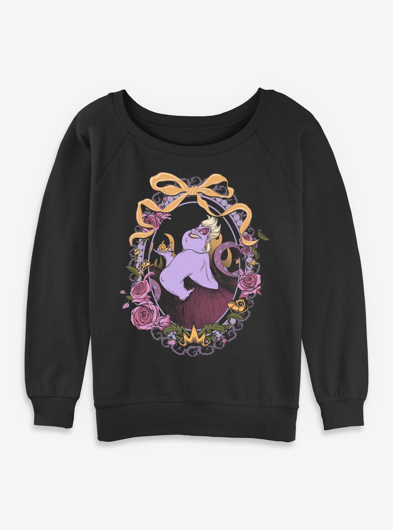 Disney Villains Ursula Floral Frame Portrait Girls Slouchy Sweatshirt