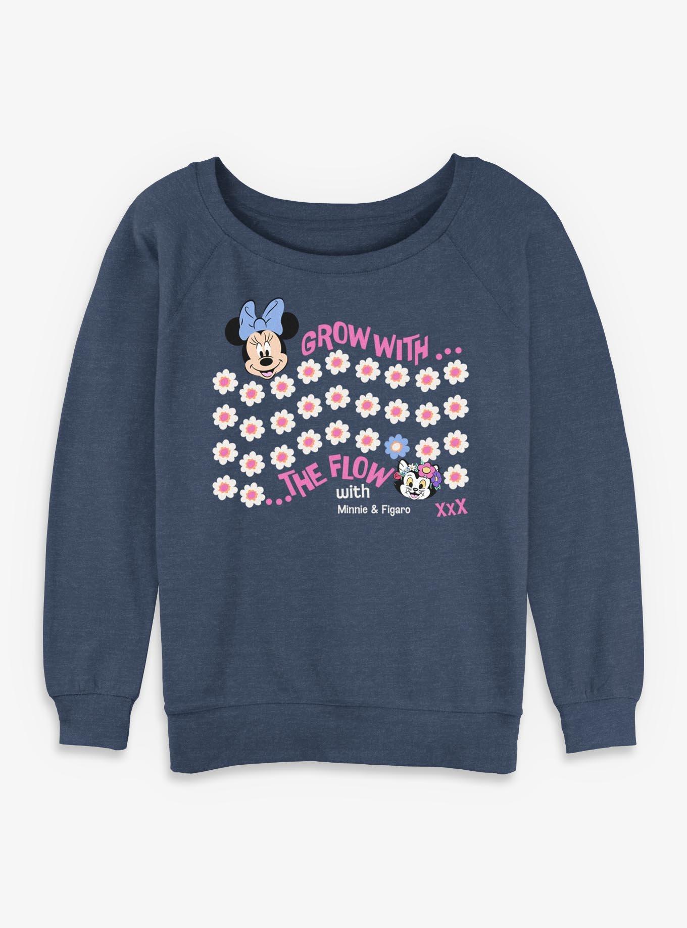 Disney Minnie Mouse & Figaro Grow With The Flow Girls Slouchy Sweatshirt