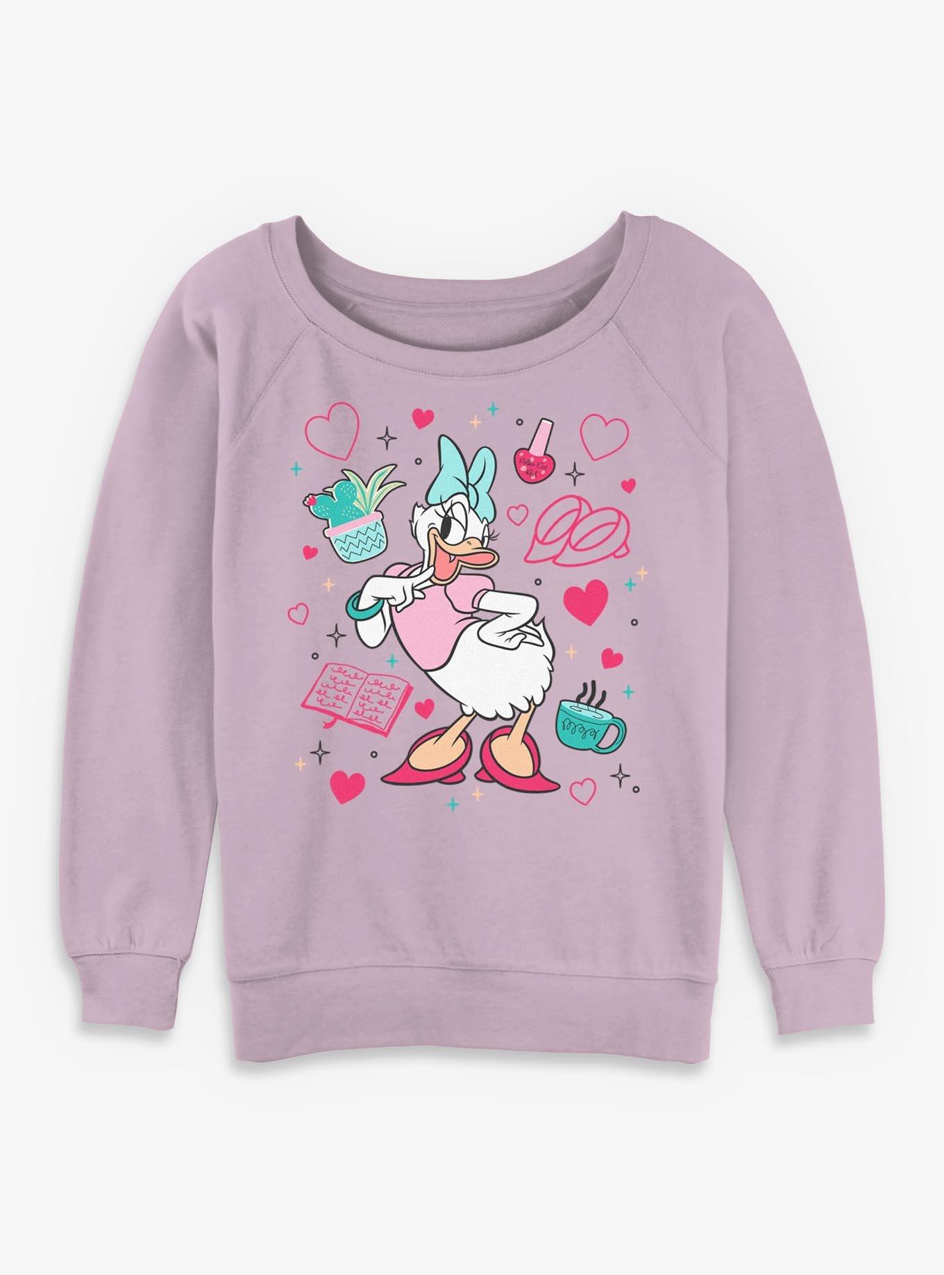 Disney Daisy Duck Cute Pose Girls Slouchy Sweatshirt, LAVENDER, hi-res view 1
