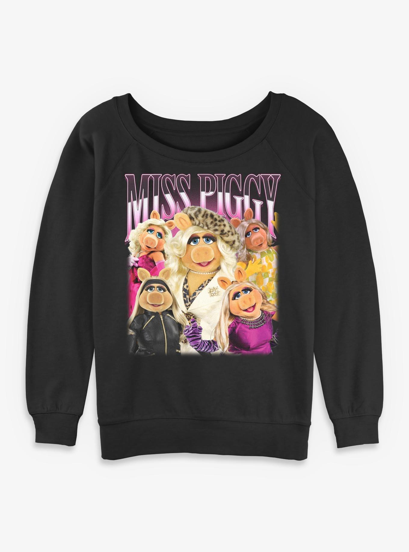 Disney The Muppets Piggy Montage Y2K Girls Slouchy Sweatshirt, BLACK, hi-res view 1