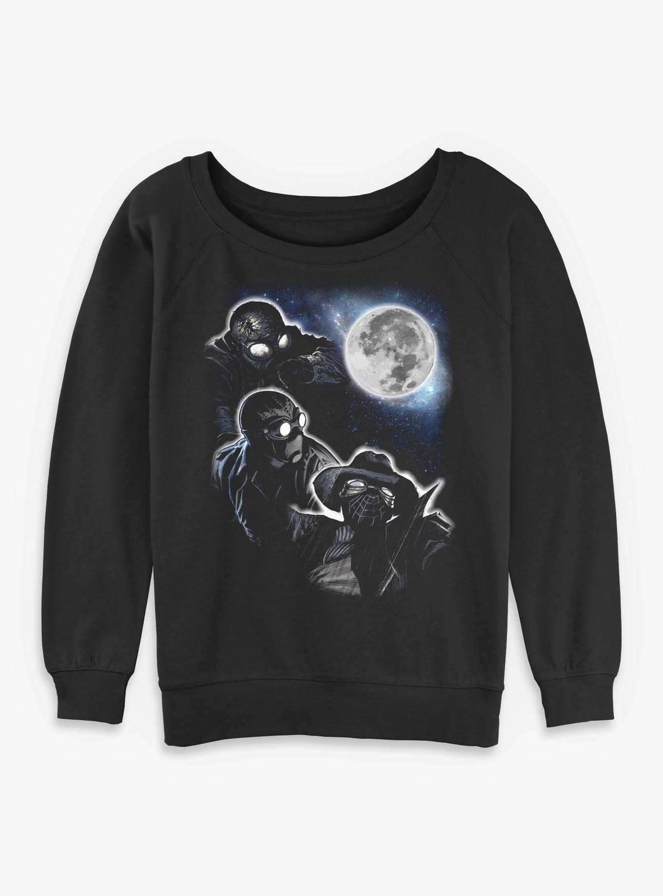 Marvel Spider-Man Three Noir Moon Girls Slouchy Sweatshirt, BLACK, hi-res view 1