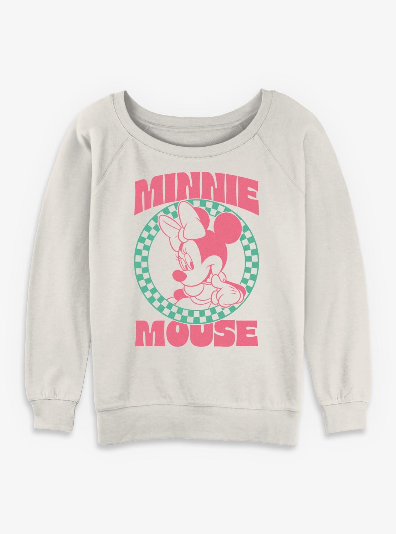 Disney Minnie Mouse Checkered Circle Girls Slouchy Sweatshirt
