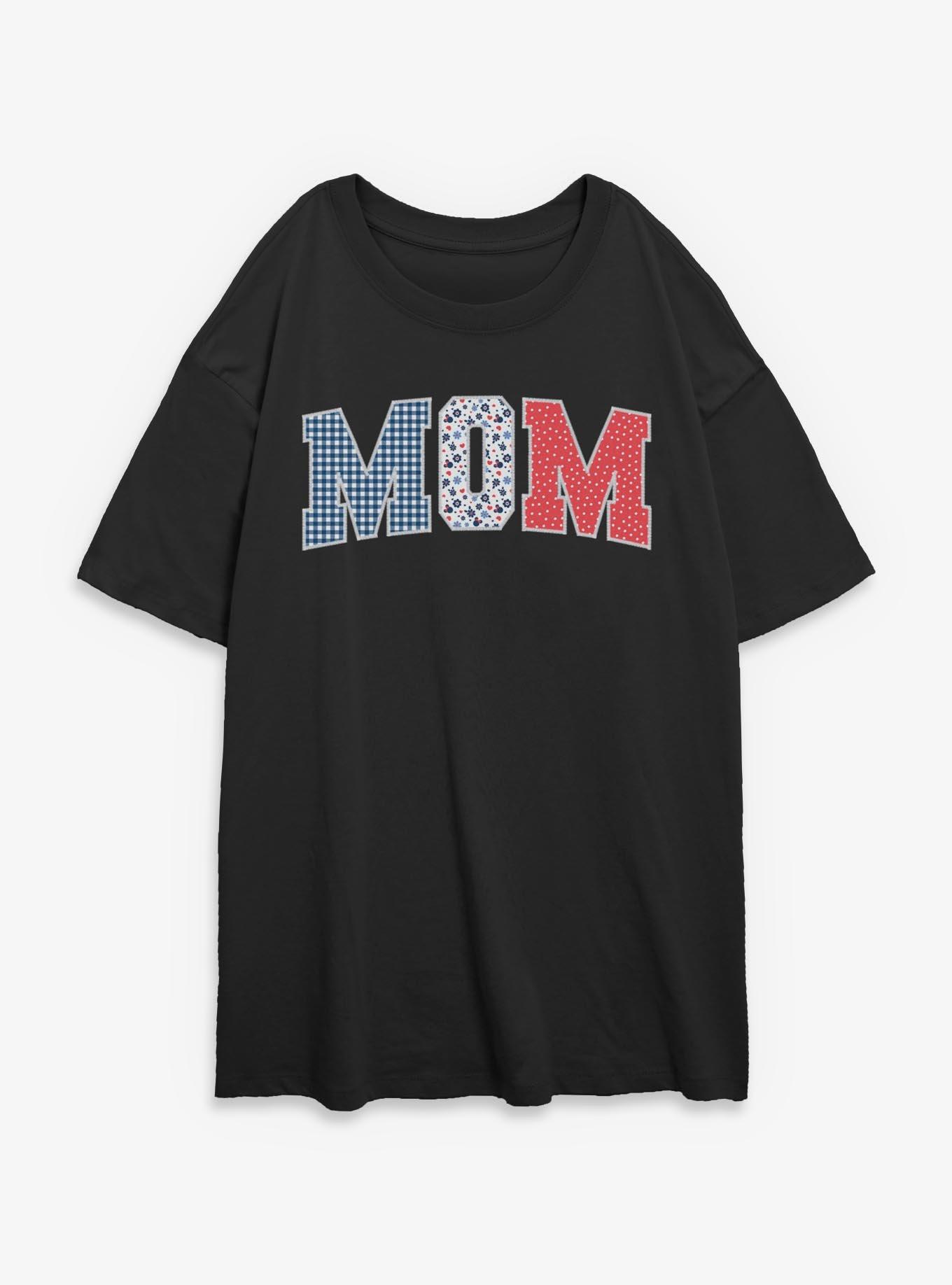 Disney Minnie Mouse Mom Collegiate Patterns Girls Oversized T-Shirt