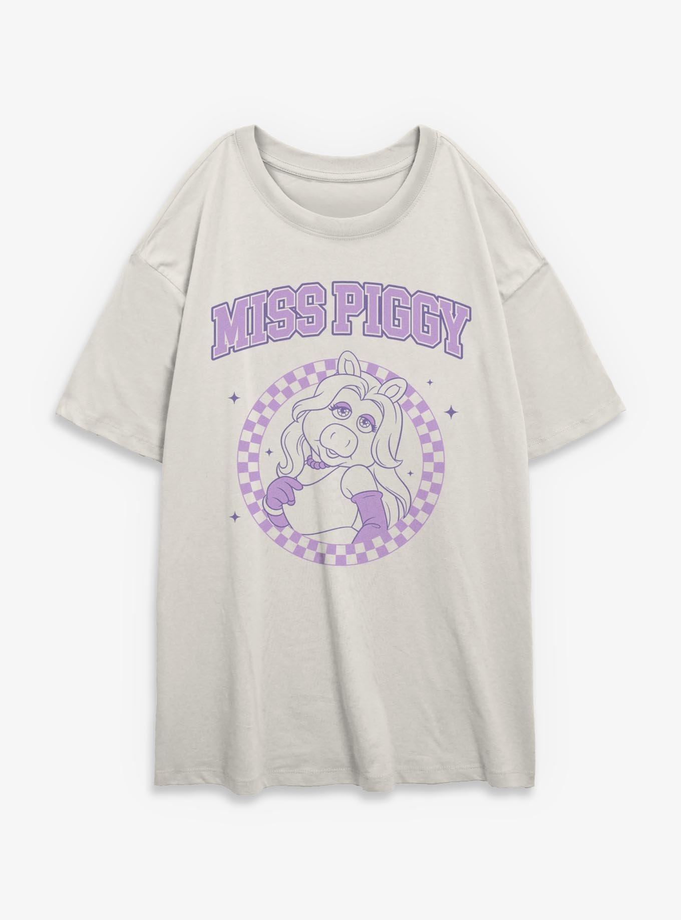 Disney The Muppets Miss Piggy Checkered Circle Girls Oversized T-Shirt