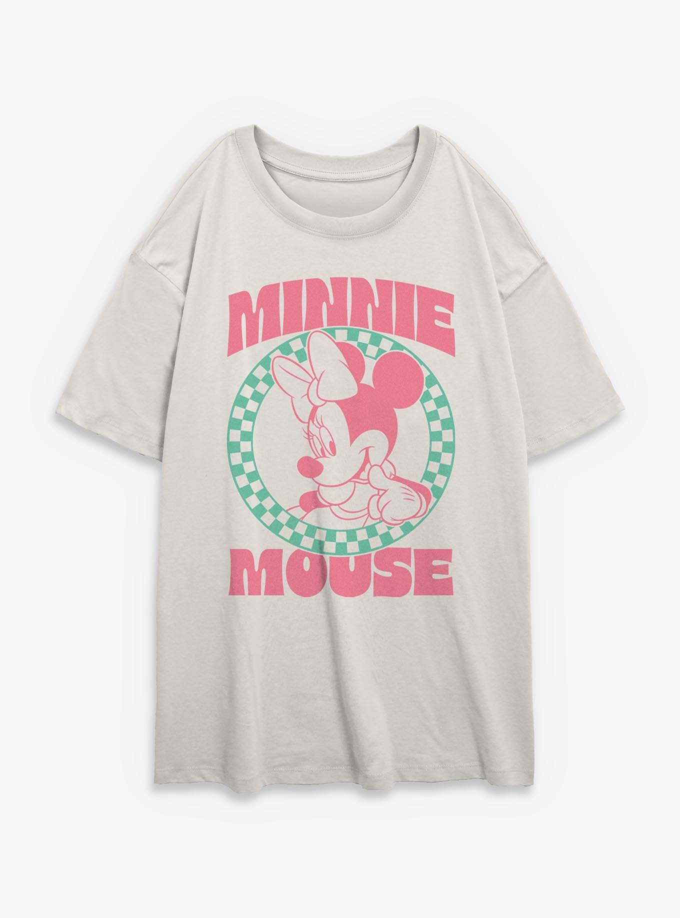 Disney Minnie Mouse Checkered Circle Girls Oversized T-Shirt