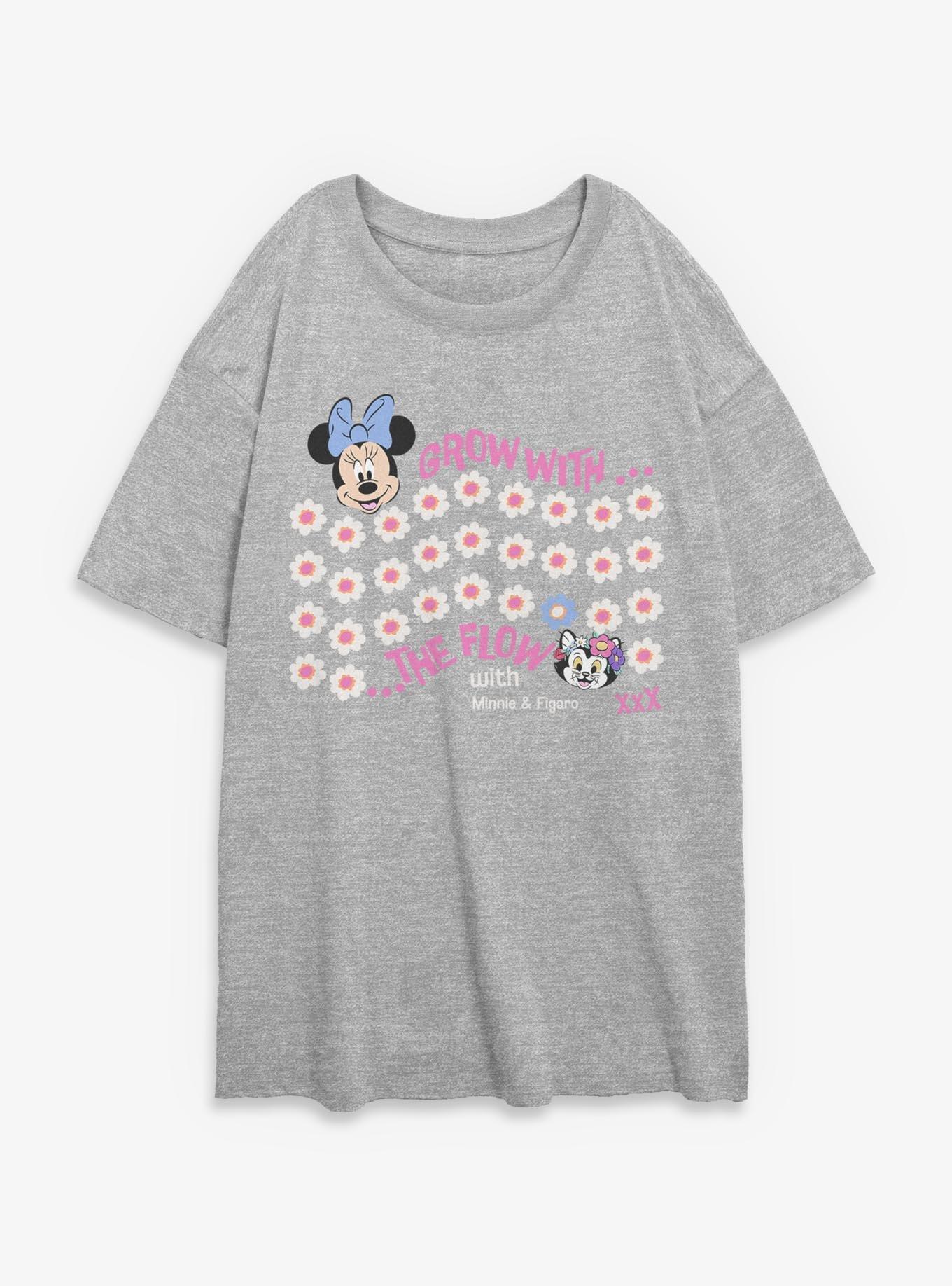 Disney Minnie Mouse & Figaro Grow With The Flow Girls Oversized T-Shirt, ATH HTR, hi-res view 1
