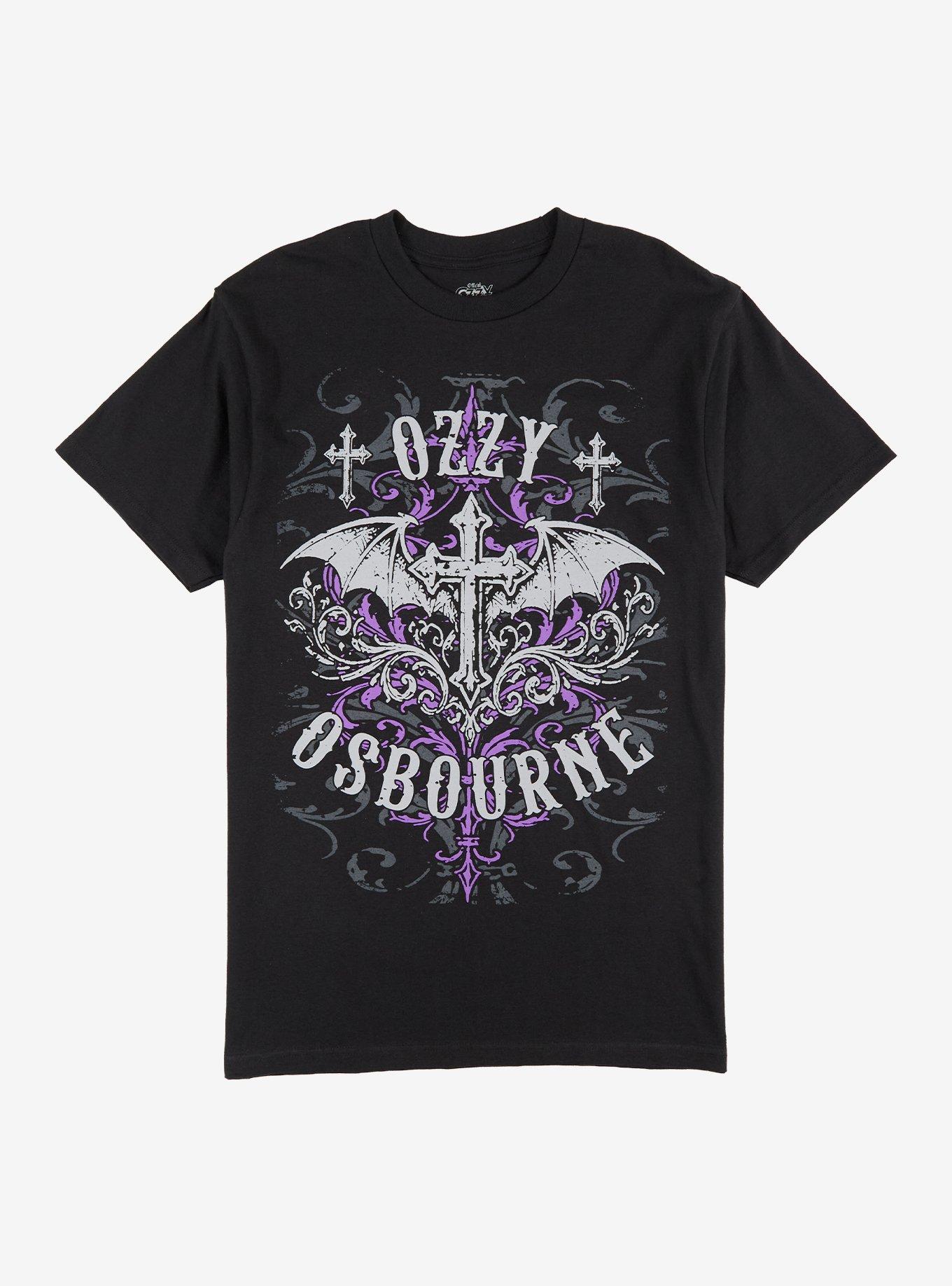 Ozzy Osbourne Cross Bat Wings T-Shirt, BLACK, hi-res view 1