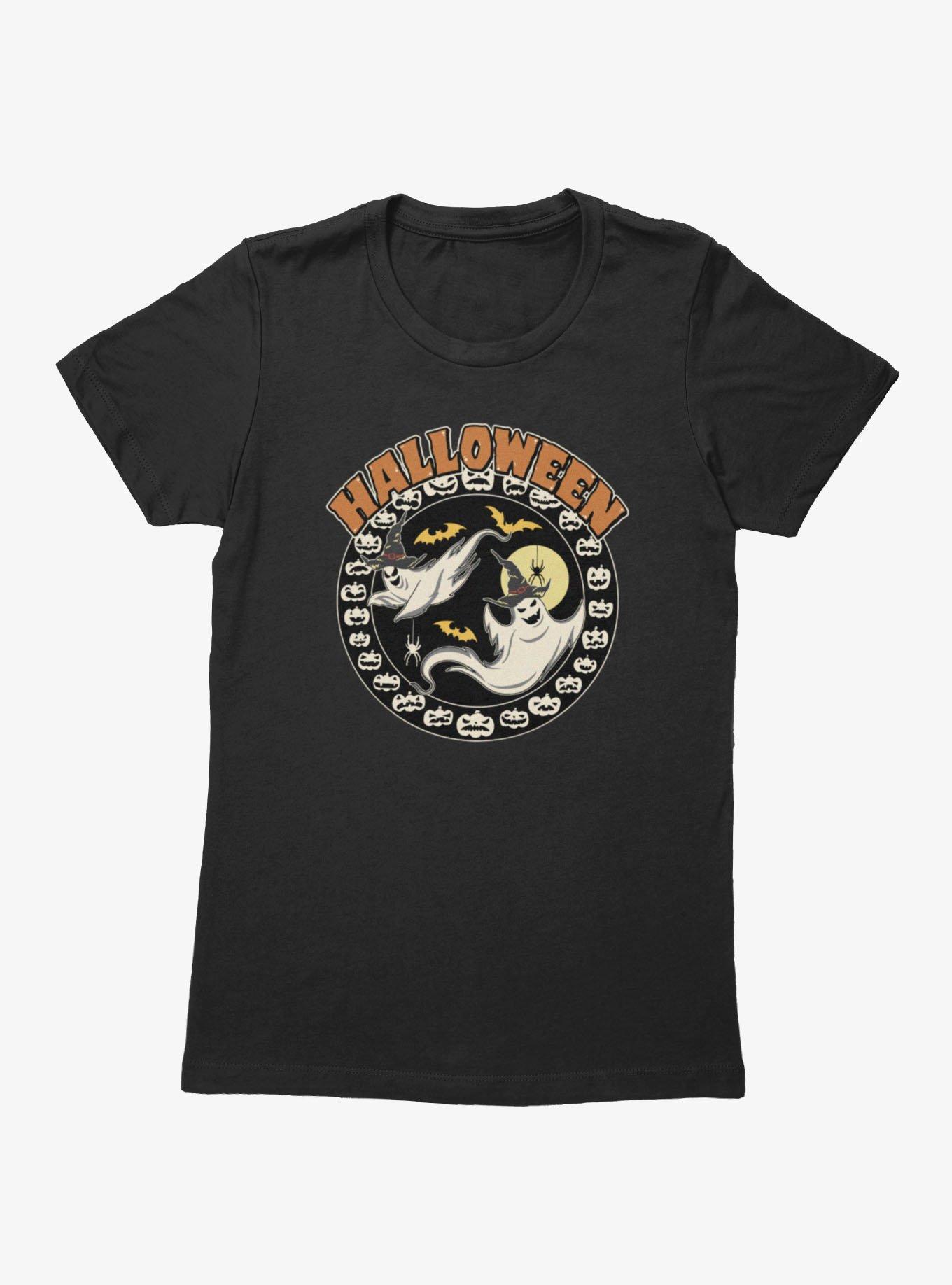Halloween Ghosts In Pumpkins Circular Womens T-Shirt