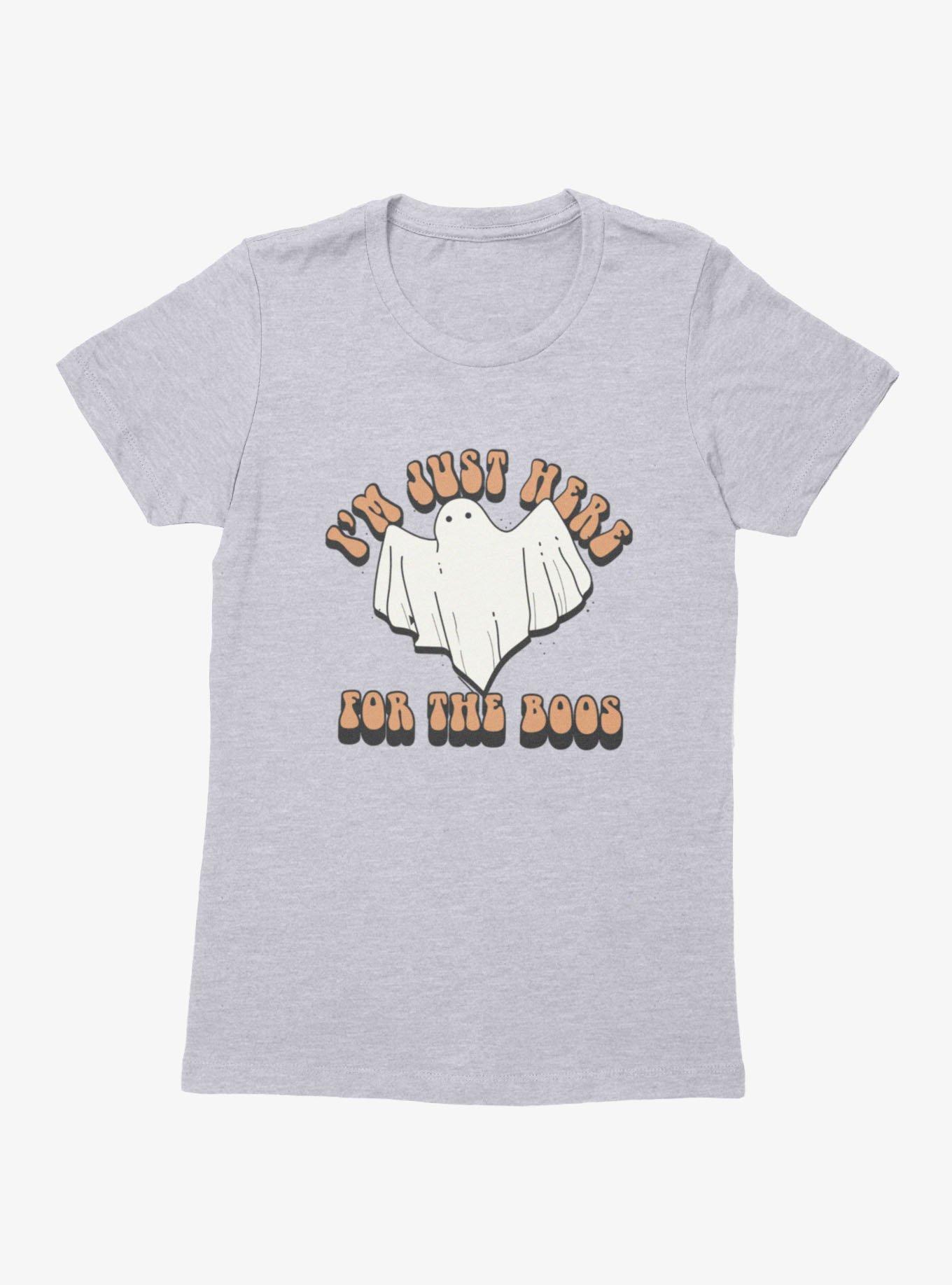 Here For The Boos Ghost Retro Womens T-Shirt