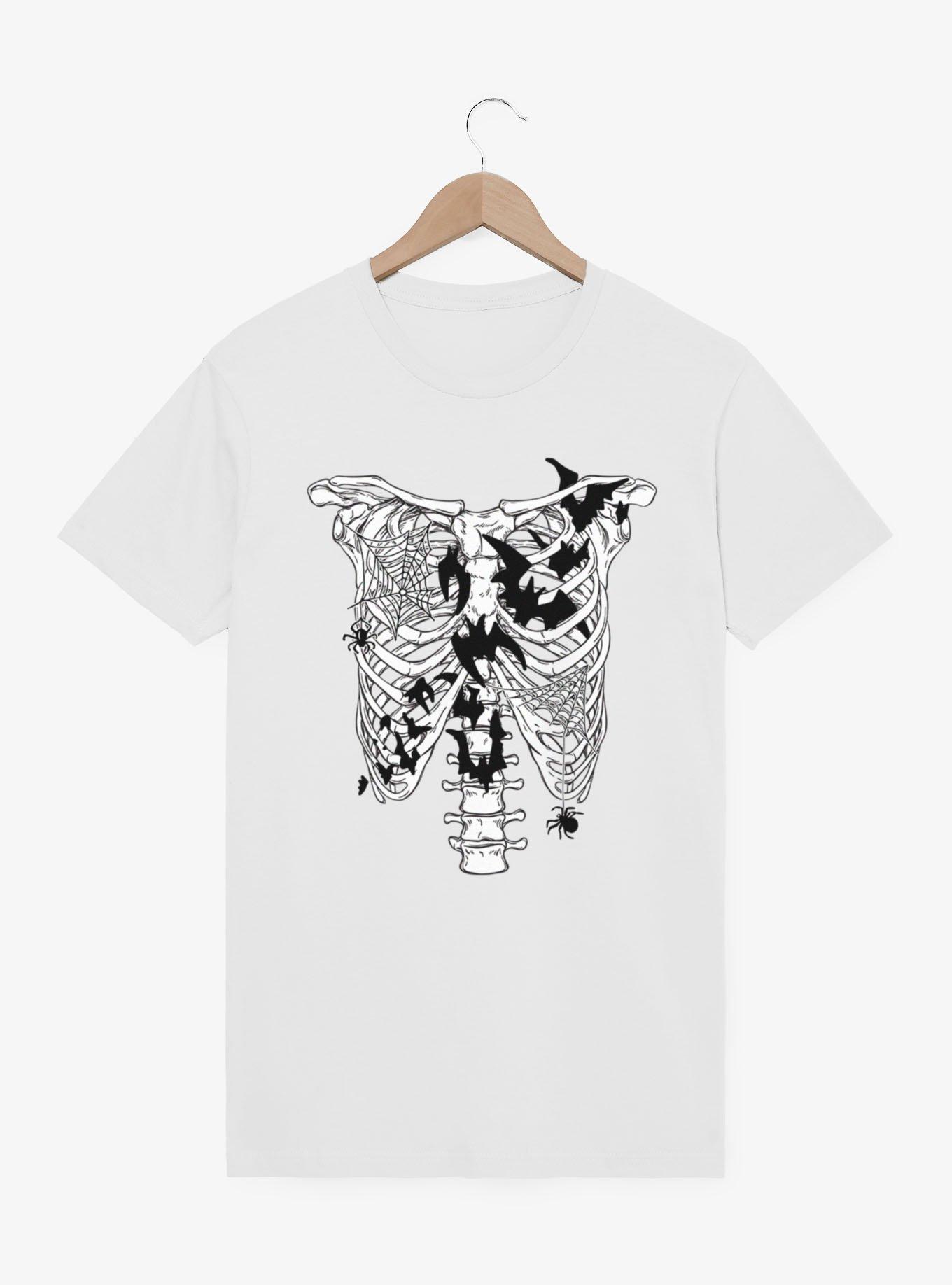 Skeleton Ribcage with Bats And Spiders T-Shirt
