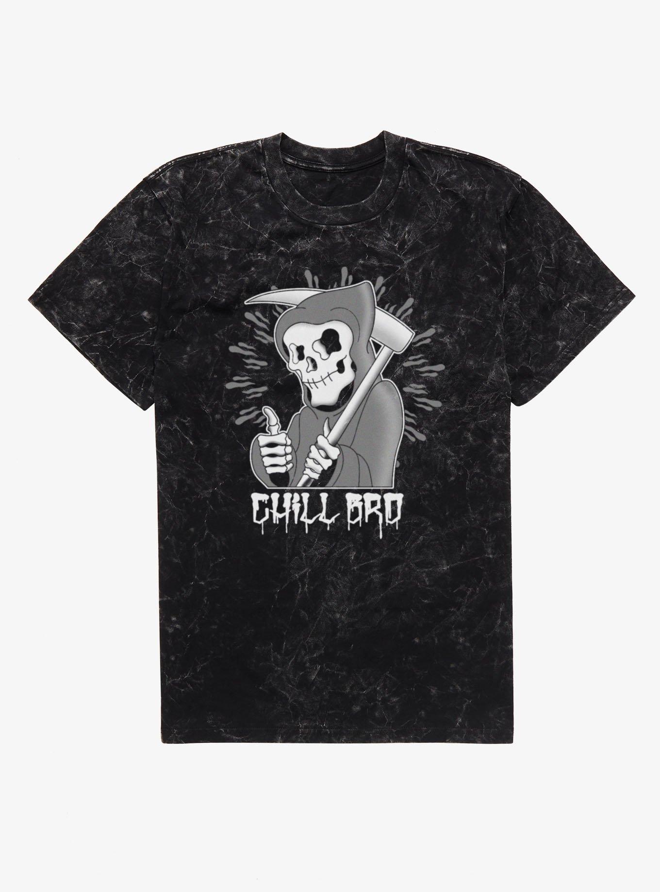 Chill Bro Skeleton Grim Reaper Mineral Wash T-Shirt