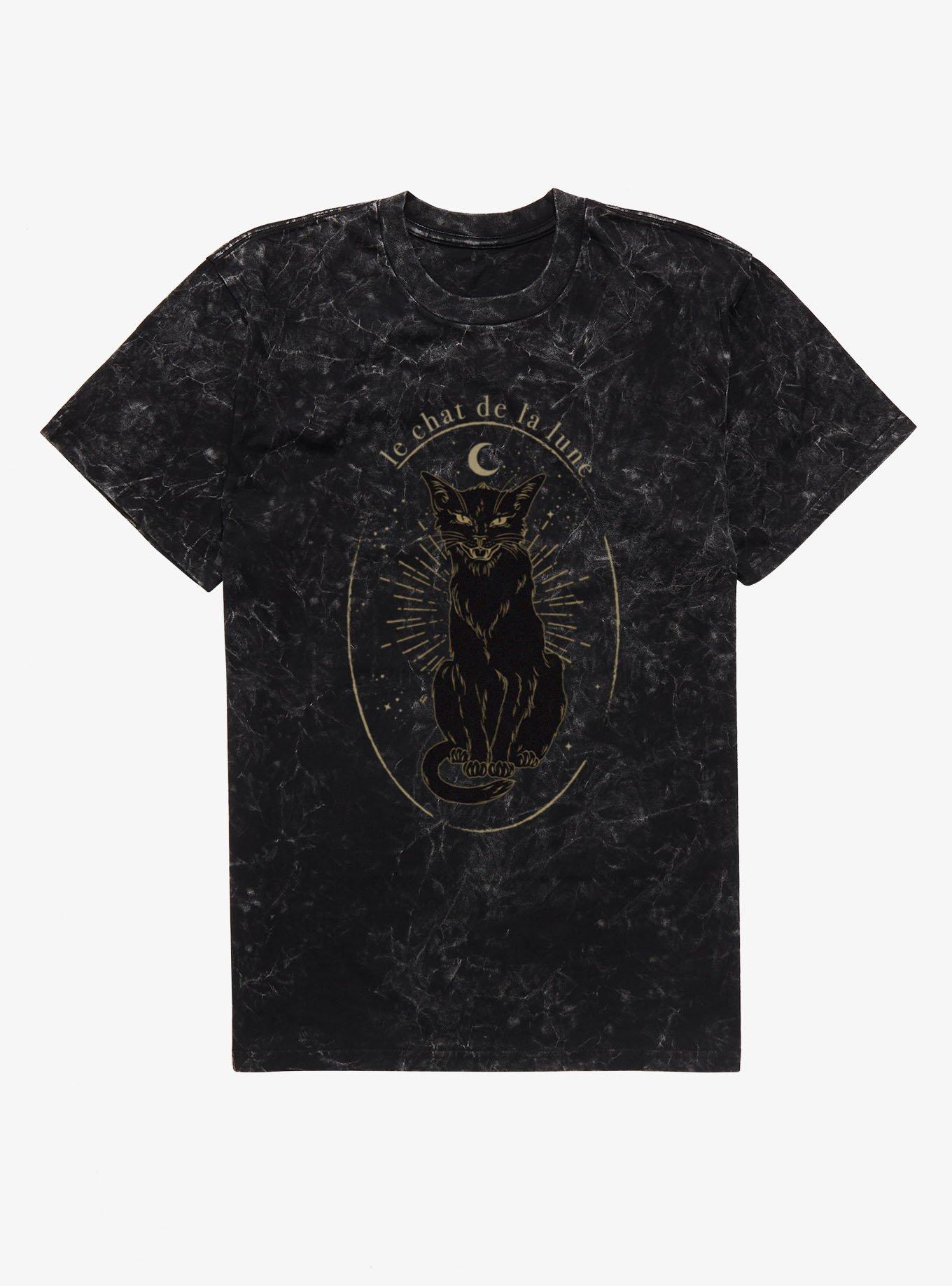 Le Chat De La Lune Black Cat Mineral Wash T-Shirt