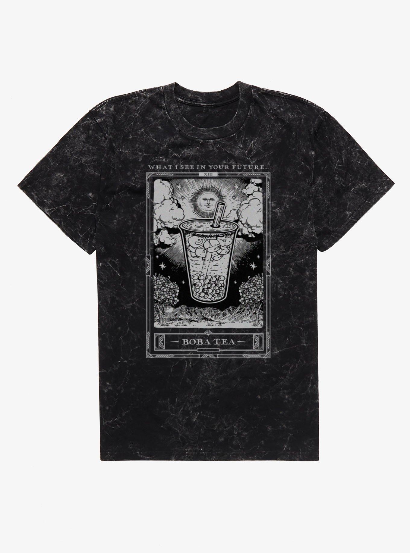 Boba Tea Tarot Card Mineral Wash T-Shirt