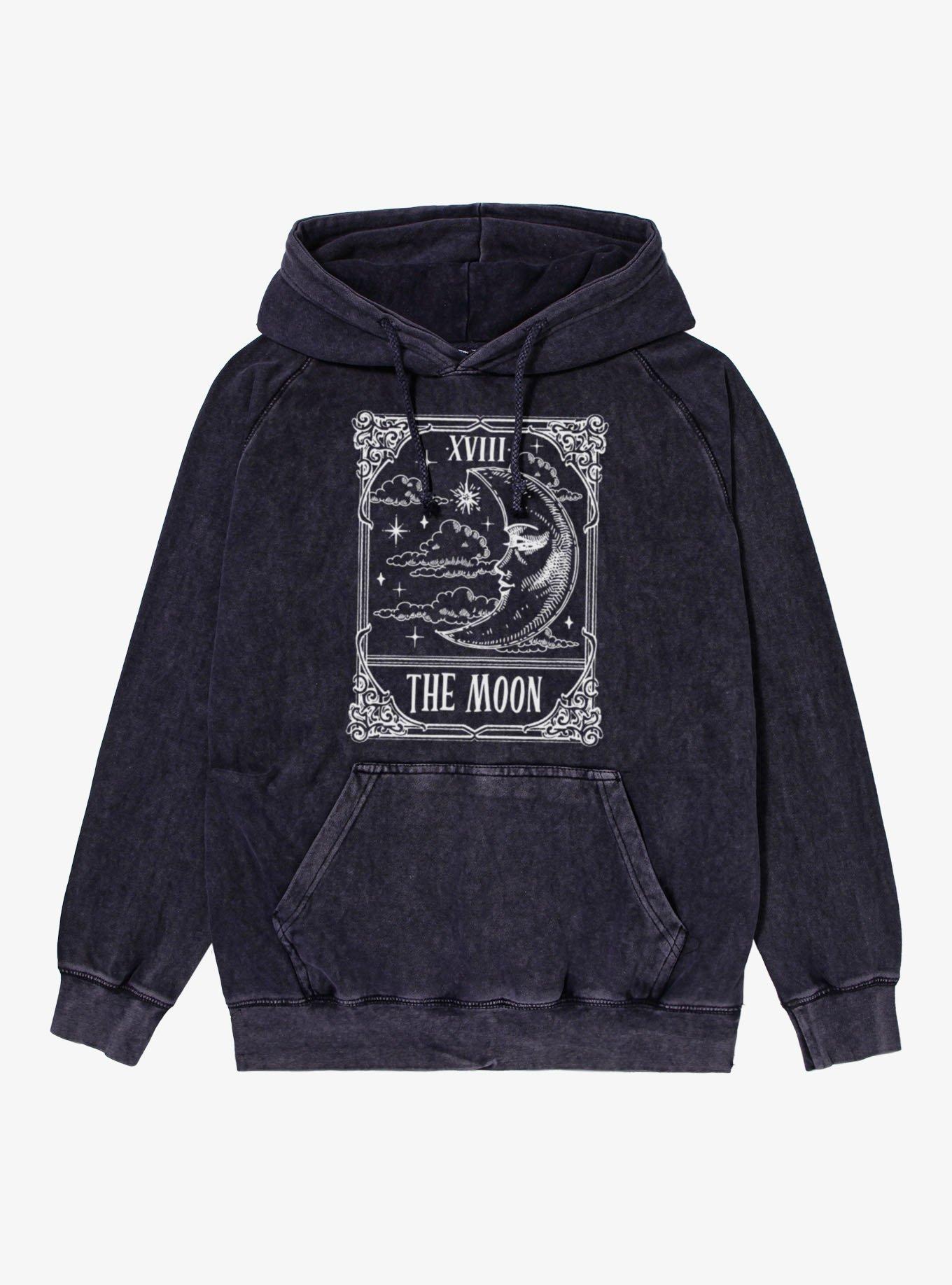 Tarot Moon XVIII Crescent Face Mineral Wash Hoodie