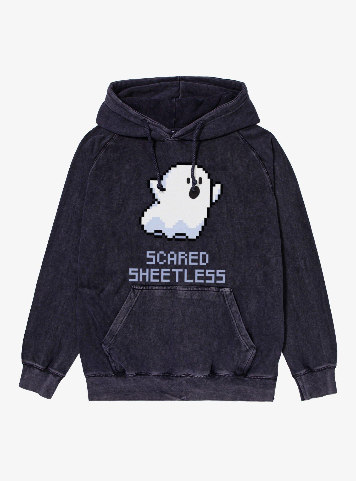 Scared Sheetless Pixel Ghost Mineral Wash Hoodie