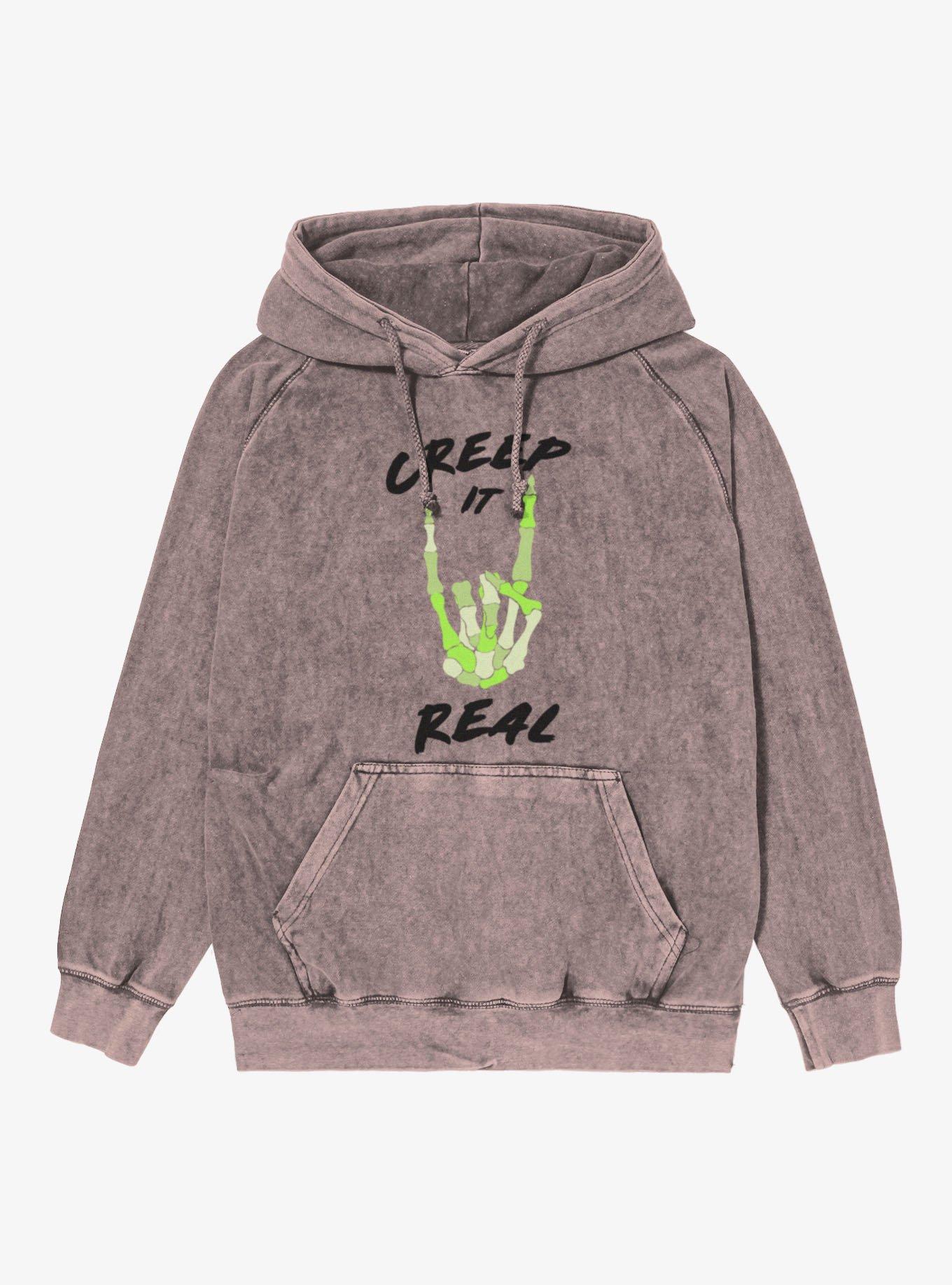 Skeleton Hand Creep It Real Mineral Wash Hoodie