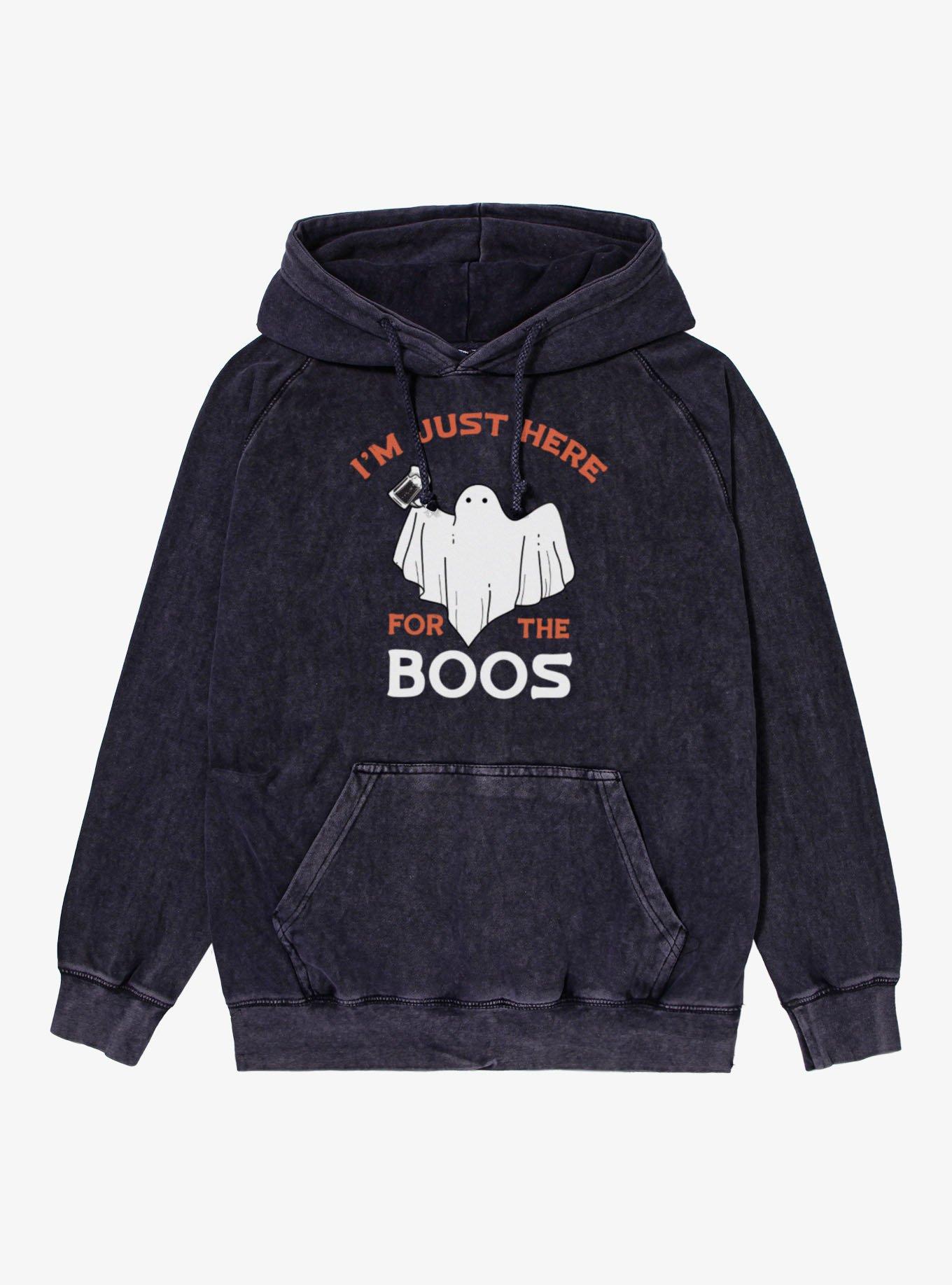 Im Just Here For The Boos Ghost Mineral Wash Hoodie