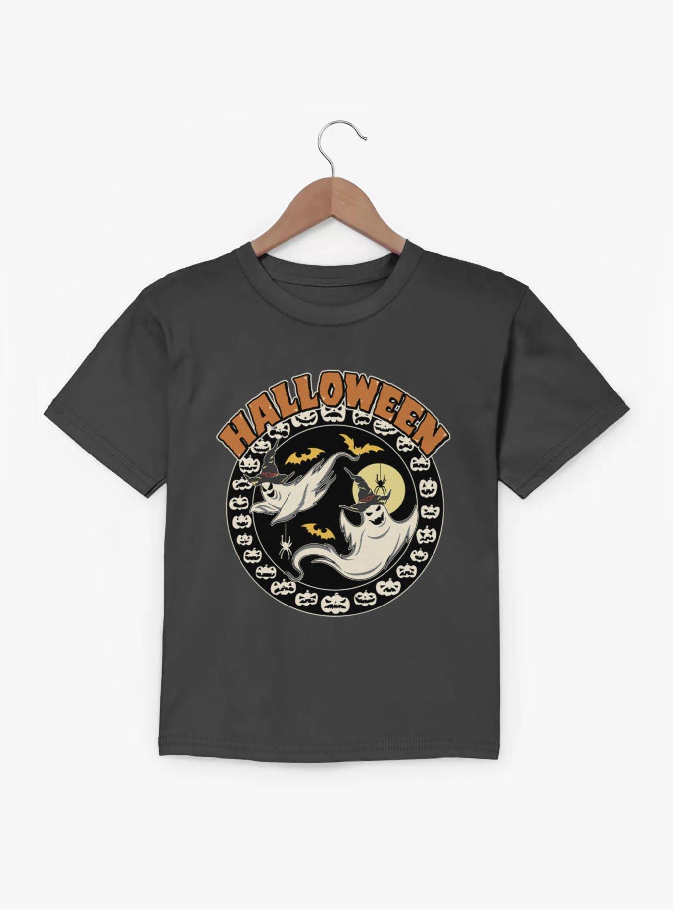 Halloween Ghosts In Pumpkins Circular Youth T-Shirt