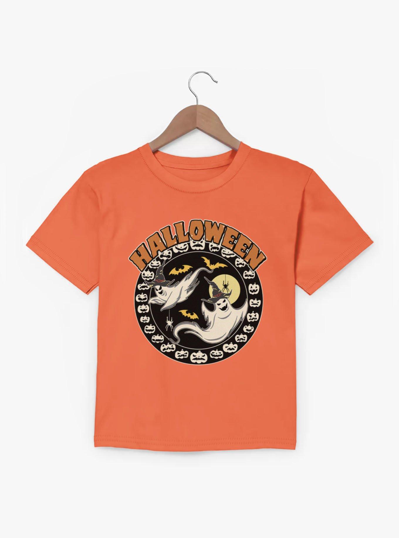 Halloween Ghosts In Pumpkins Circular Youth T-Shirt