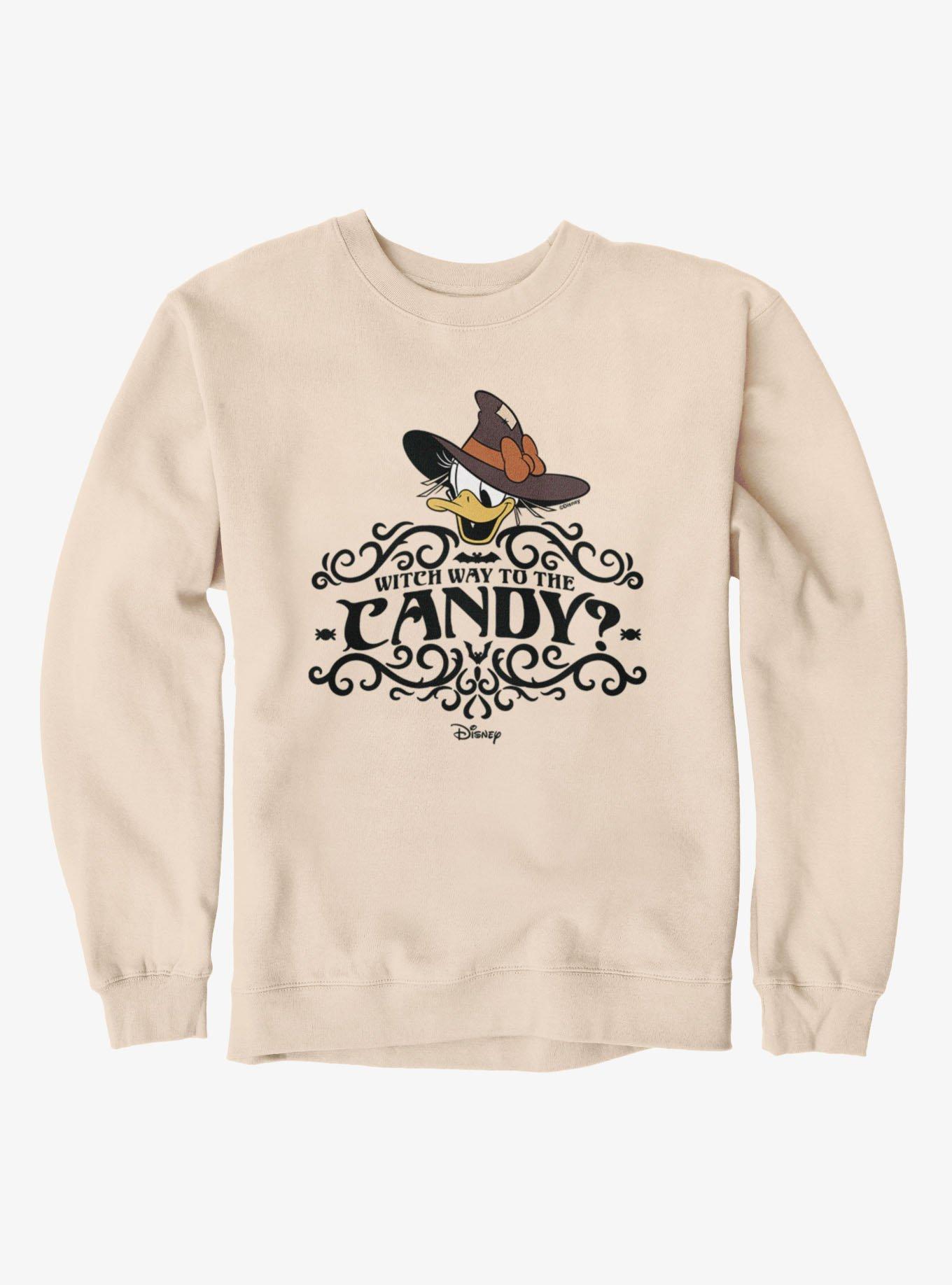 Disney Mickey Mouse Witch Way To Candy? Donald Duck Sweatshirt