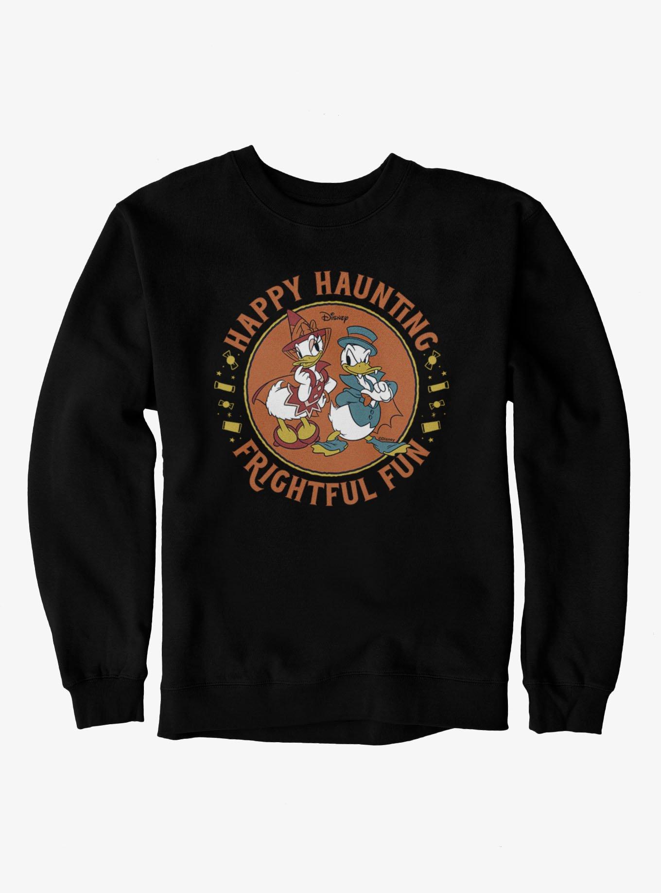 Disney Mickey Mouse Happy Haunting Frightful Fun Donald And Daisy Sweatshirt