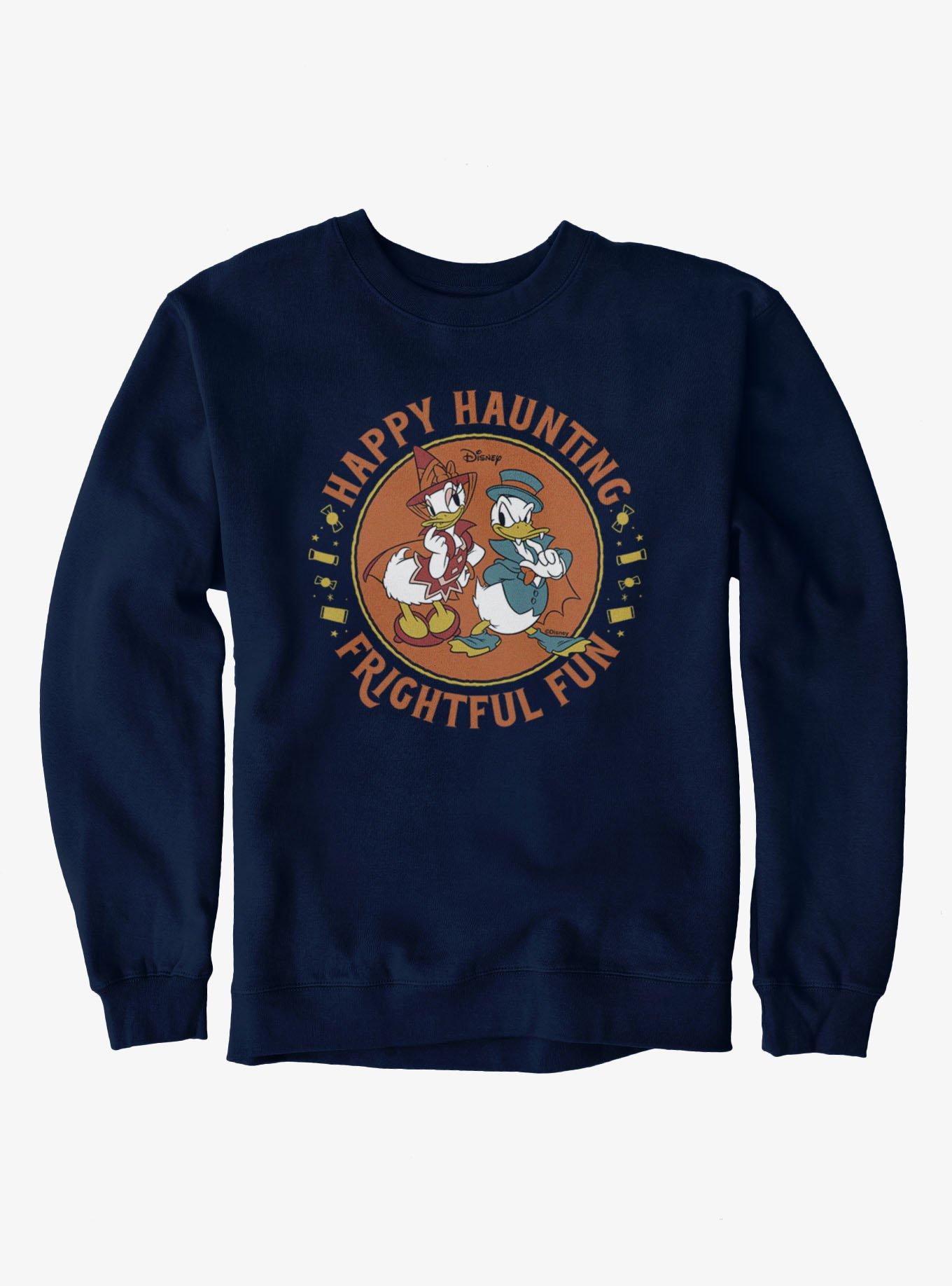 Disney Mickey Mouse Happy Haunting Frightful Fun Donald And Daisy Sweatshirt