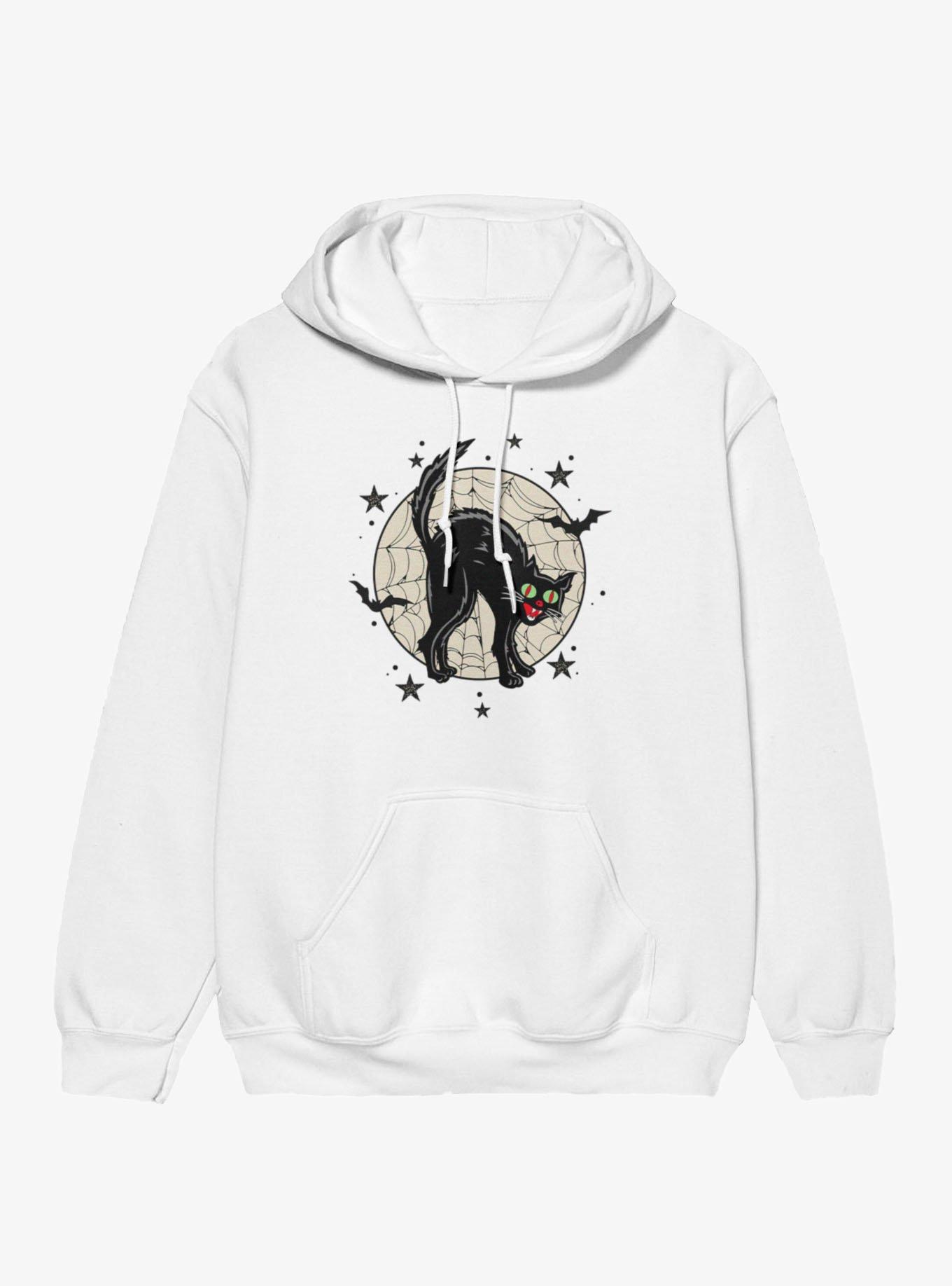 Black Cat Web Illustration Hoodie