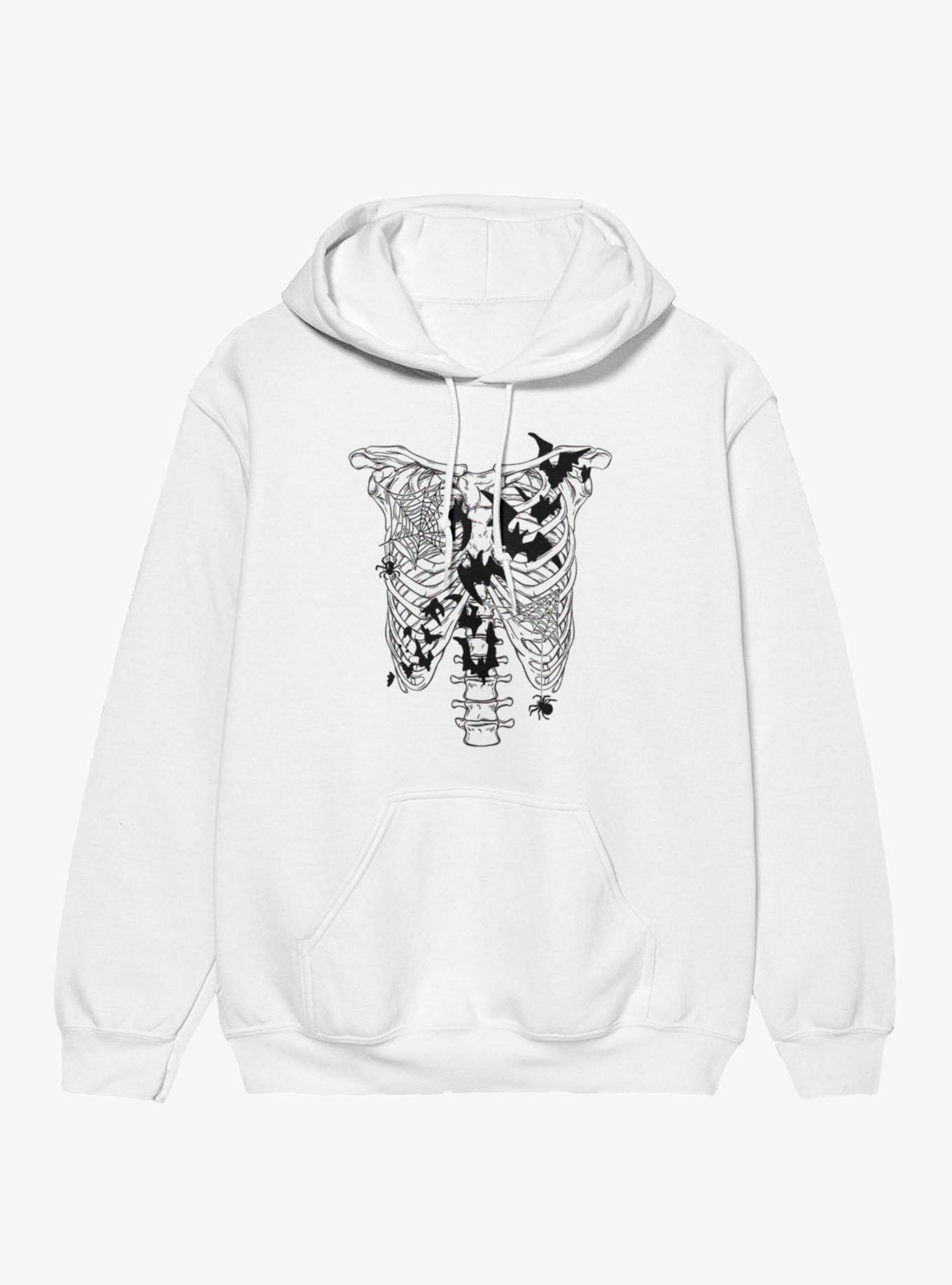 Skeleton Ribcage with Bats And Spiders Hoodie