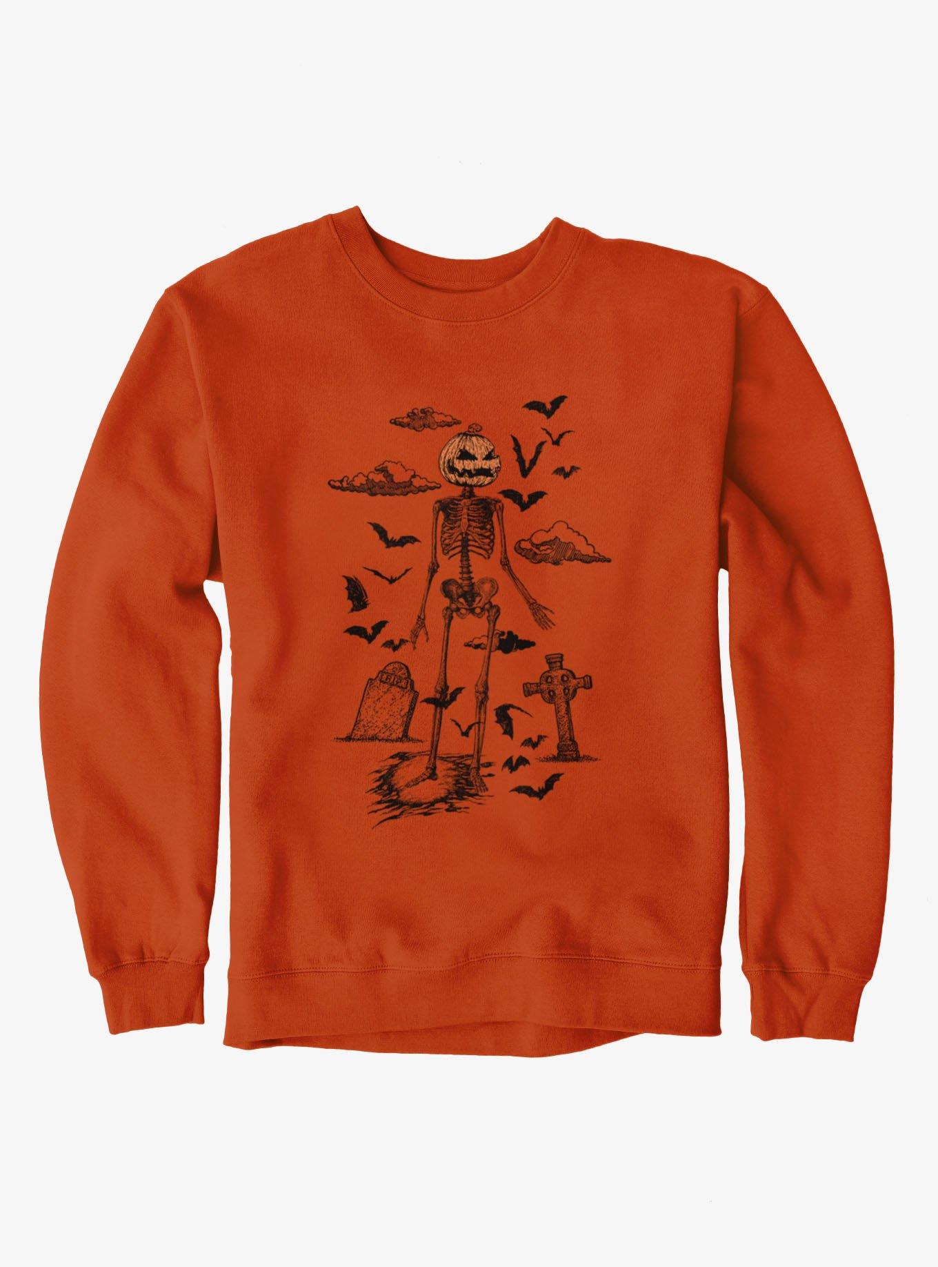 Skeleton Pumpkin Head Sweatshirt