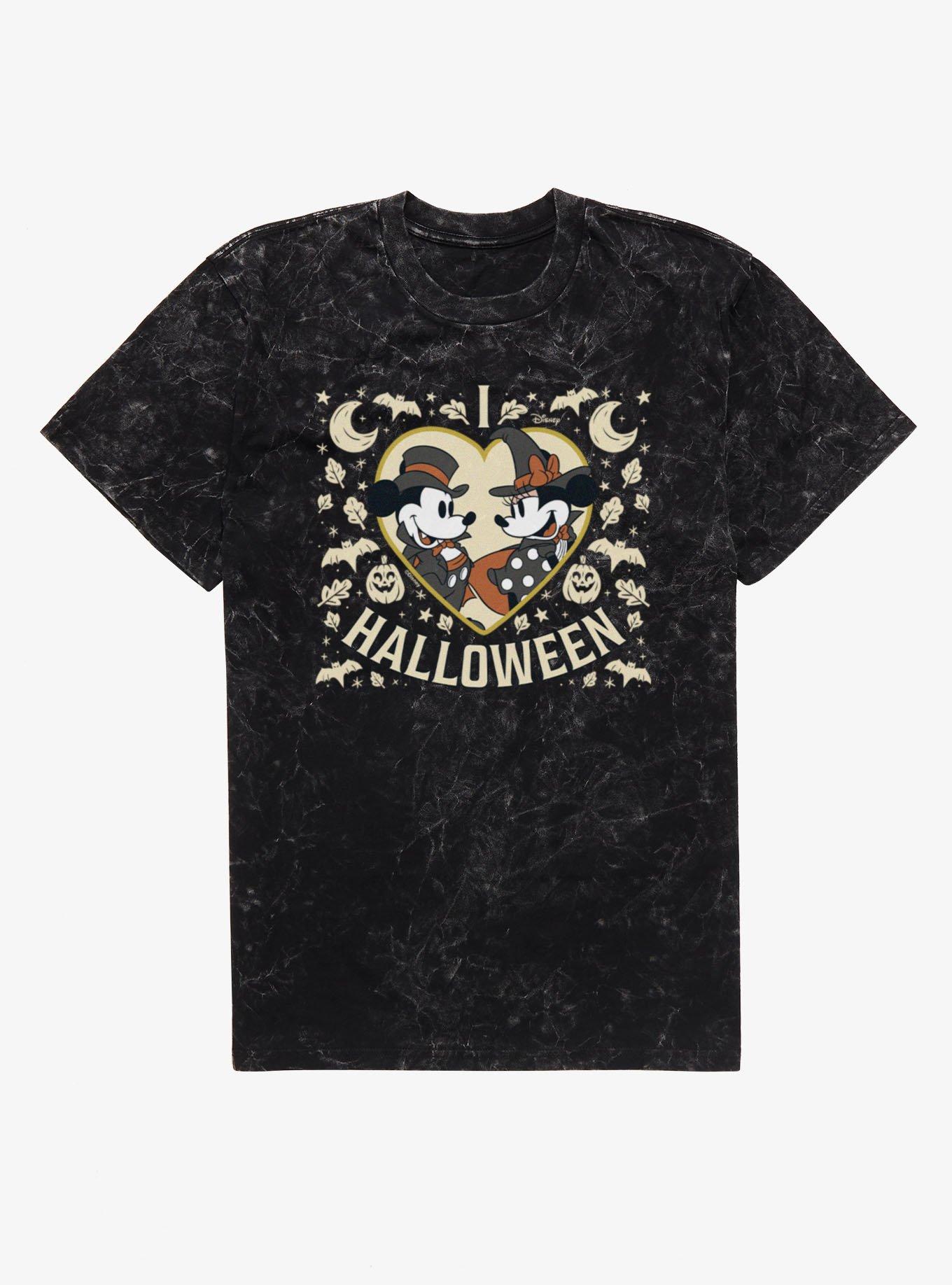 Disney Mickey Mouse I Heart Halloween Mickey And Minnie Mineral Wash T-Shirt