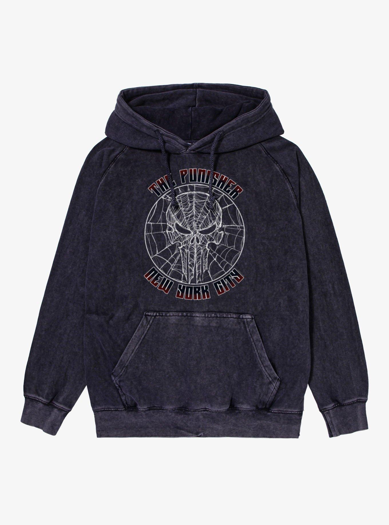 Marvel Spider-Man Brand New Day Punisher Web Icon New York City Mineral Wash Hoodie
