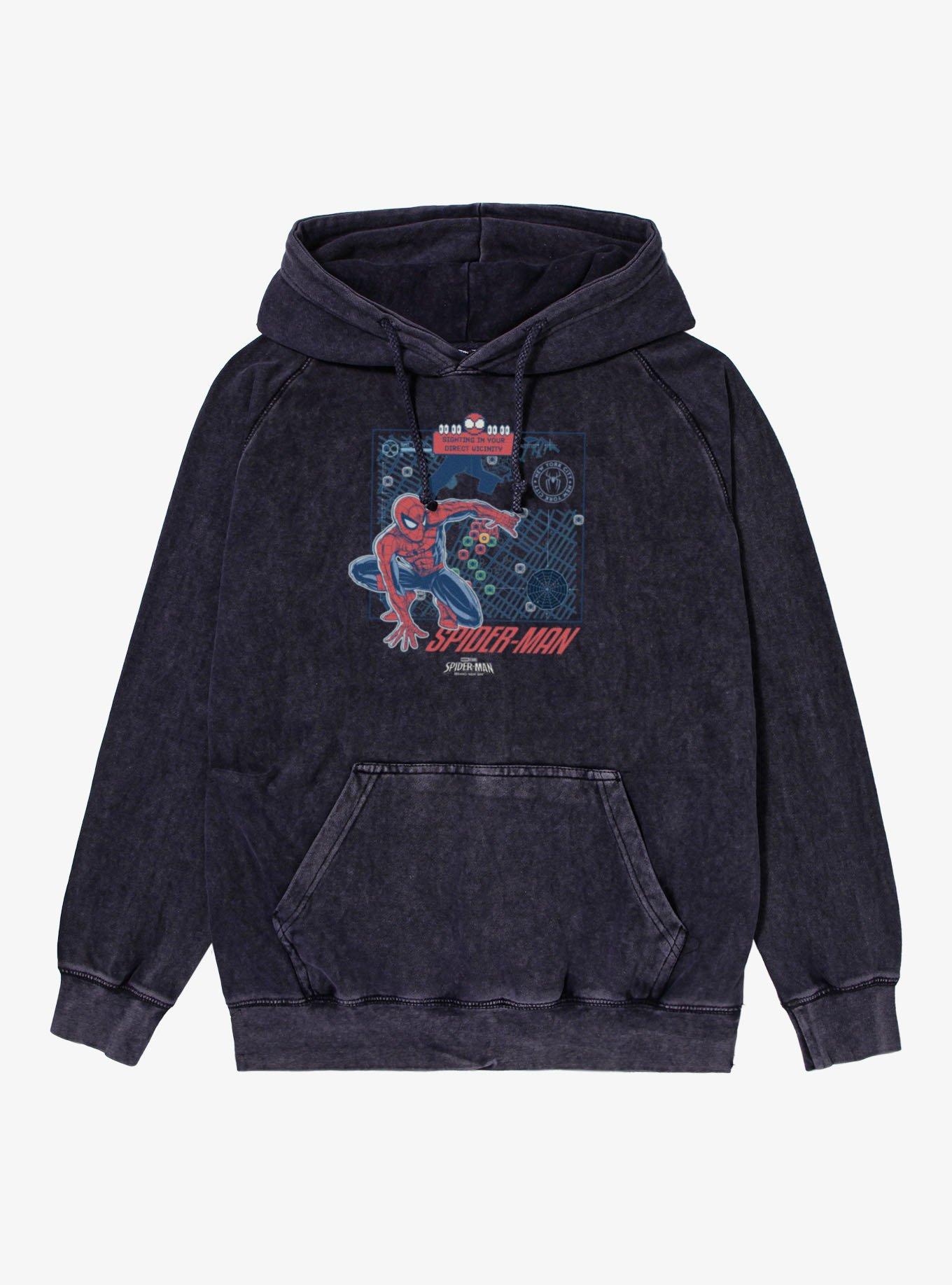 Marvel Spider-Man Brand New Day Sighting In Your Vicinity Spidey Tracker Mineral Wash Hoodie