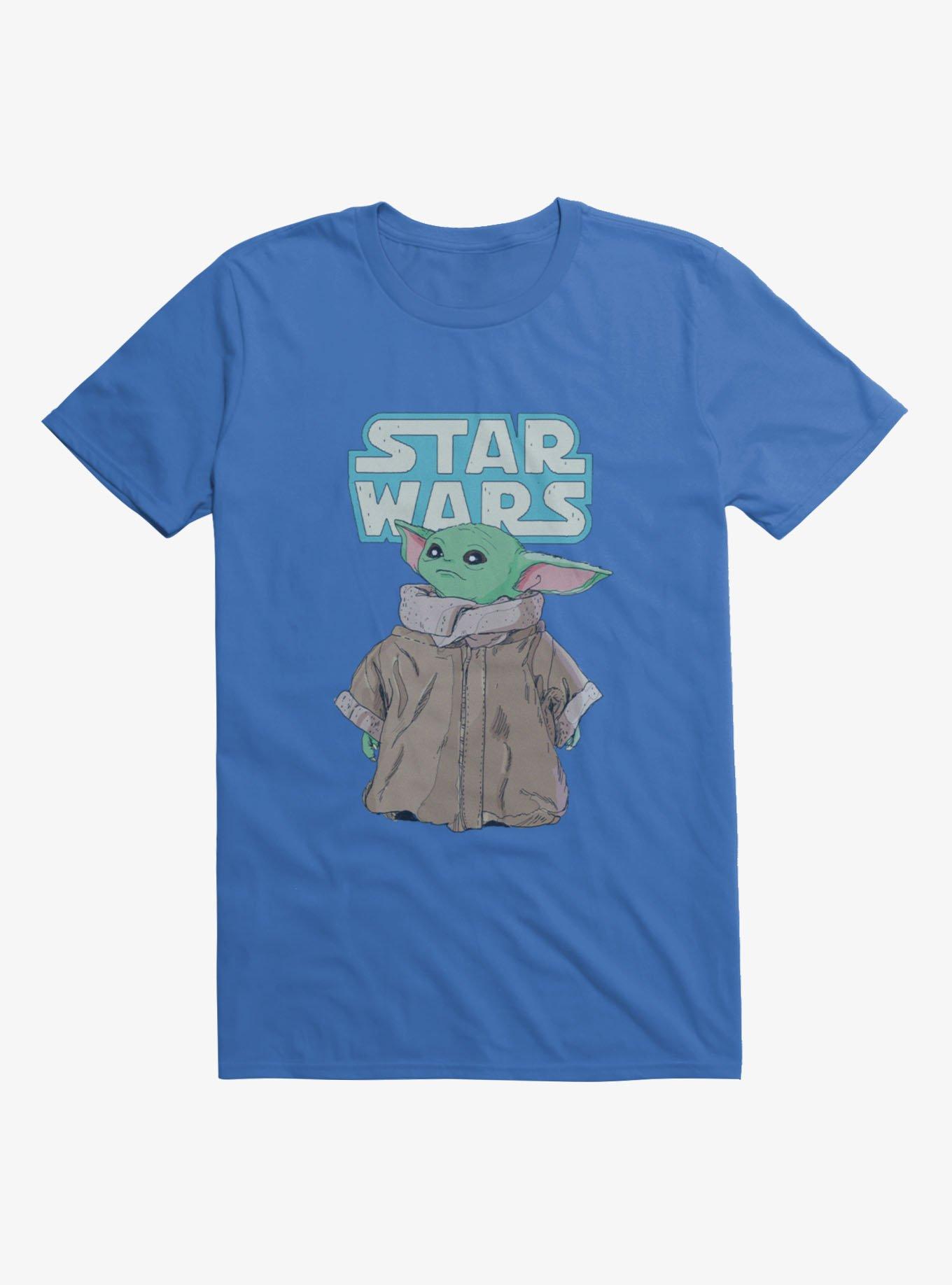 Star Wars The Mandalorian With Blue Logo T-Shirt