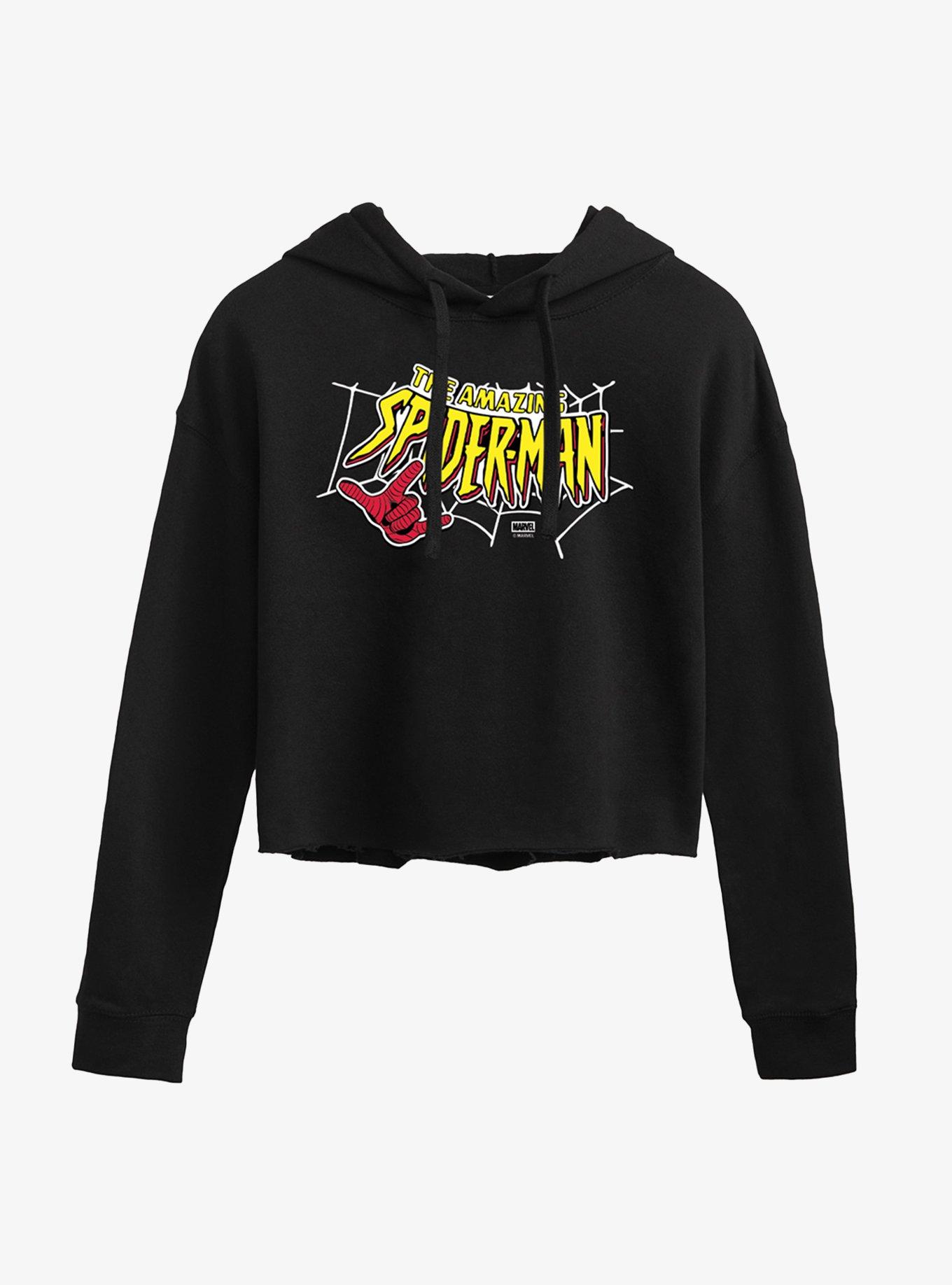 Marvel Spider-Man Logo Girls Crop Hoodie