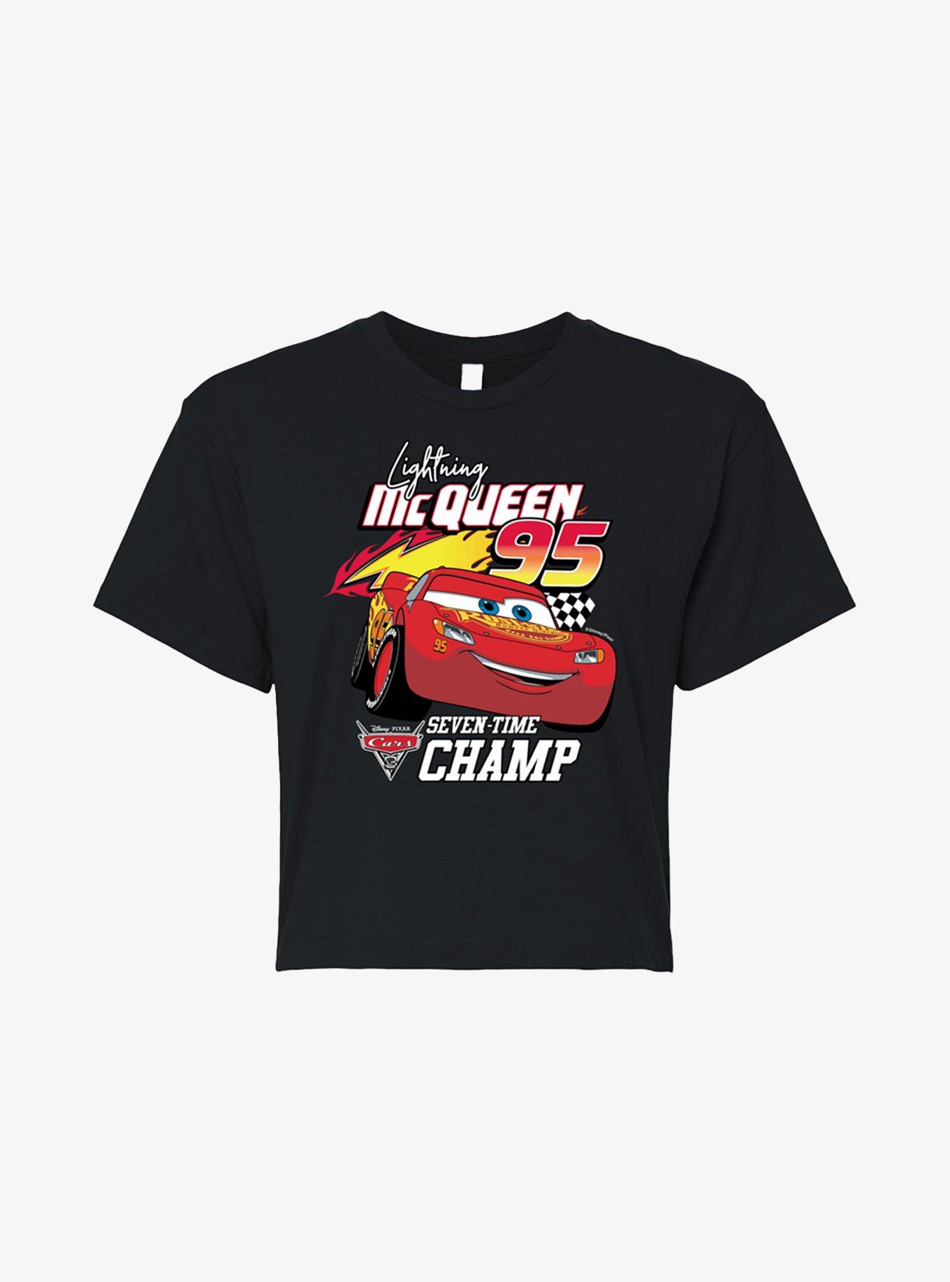 Disney Pixar Cars Lightning Mc Queen Seven Champ Girls Crop T-Shirt