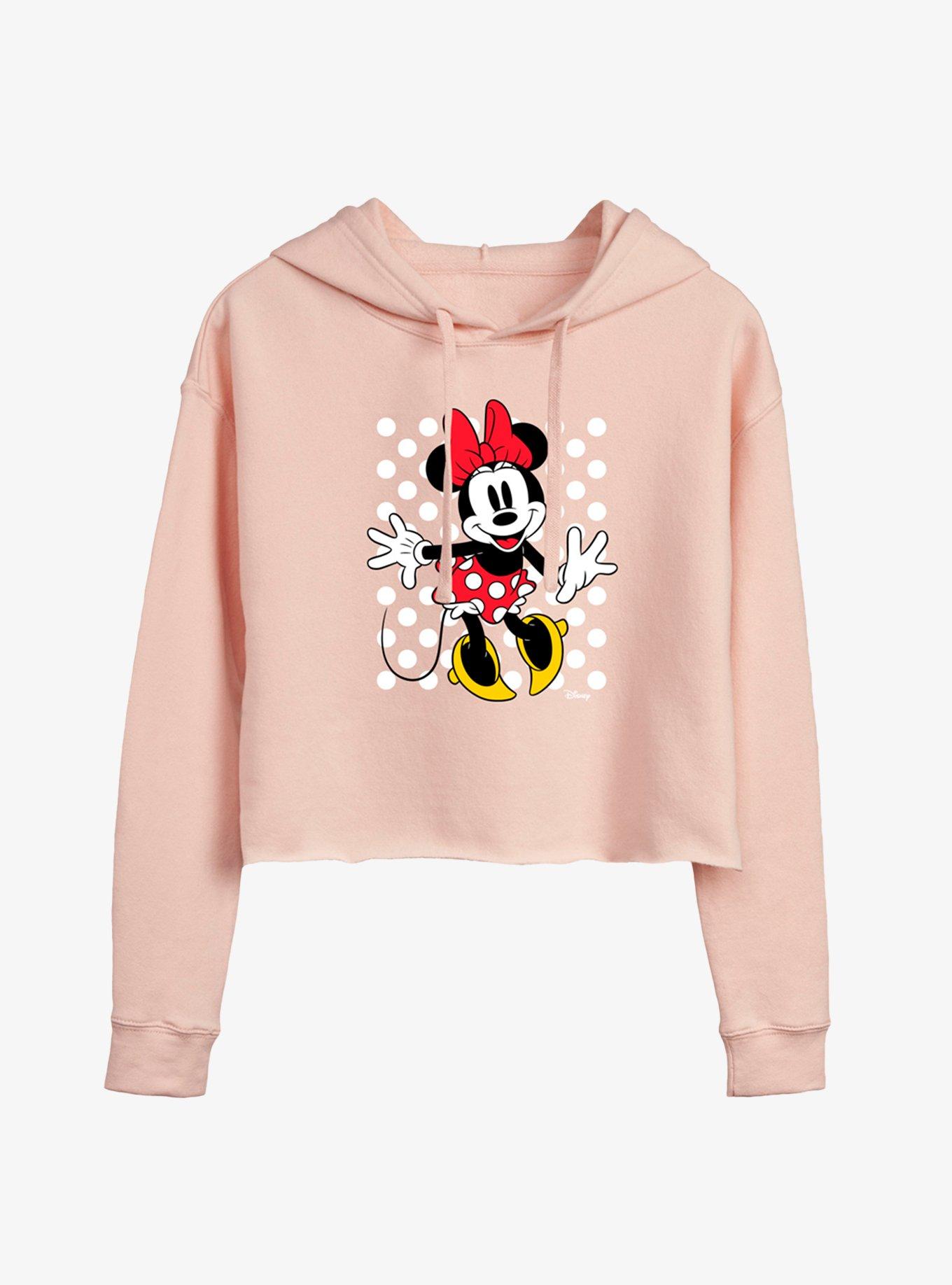 Disney Minnie Mouse With Dots Girls Crop Hoodie