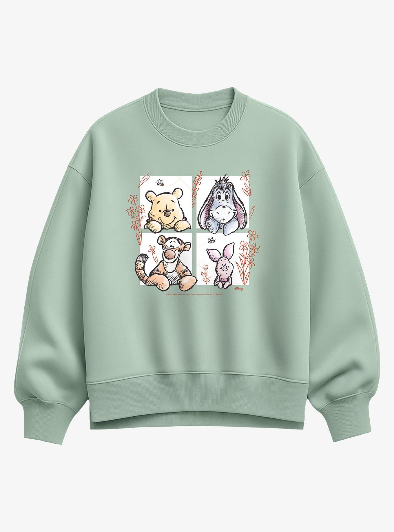 Disney Winnie The Pooh and Friends Grid Girls Oversized Sweatshirt