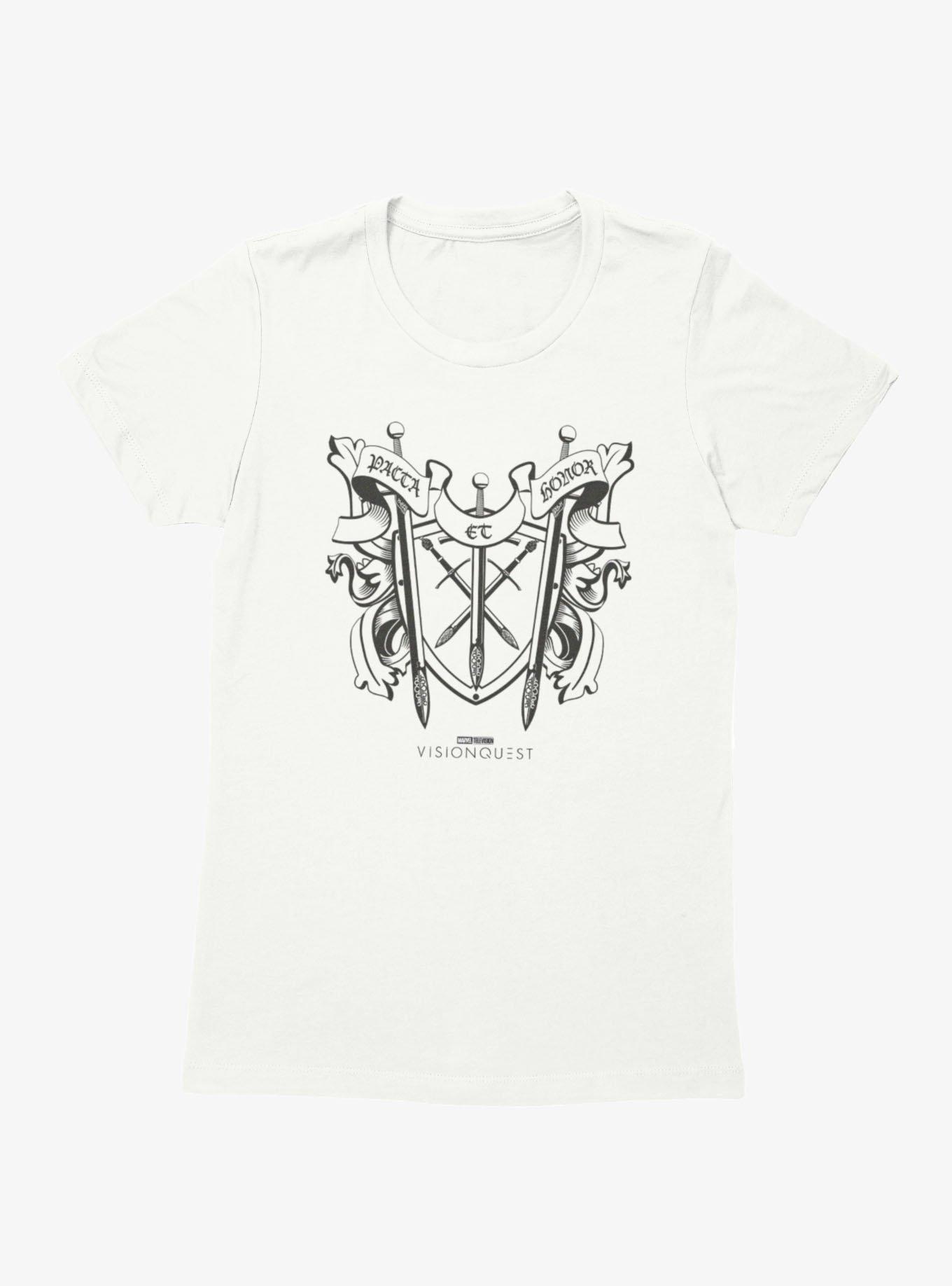 Marvel VisionQuest Pacta Et Honor Sword And Shield Crest Womens T-Shirt