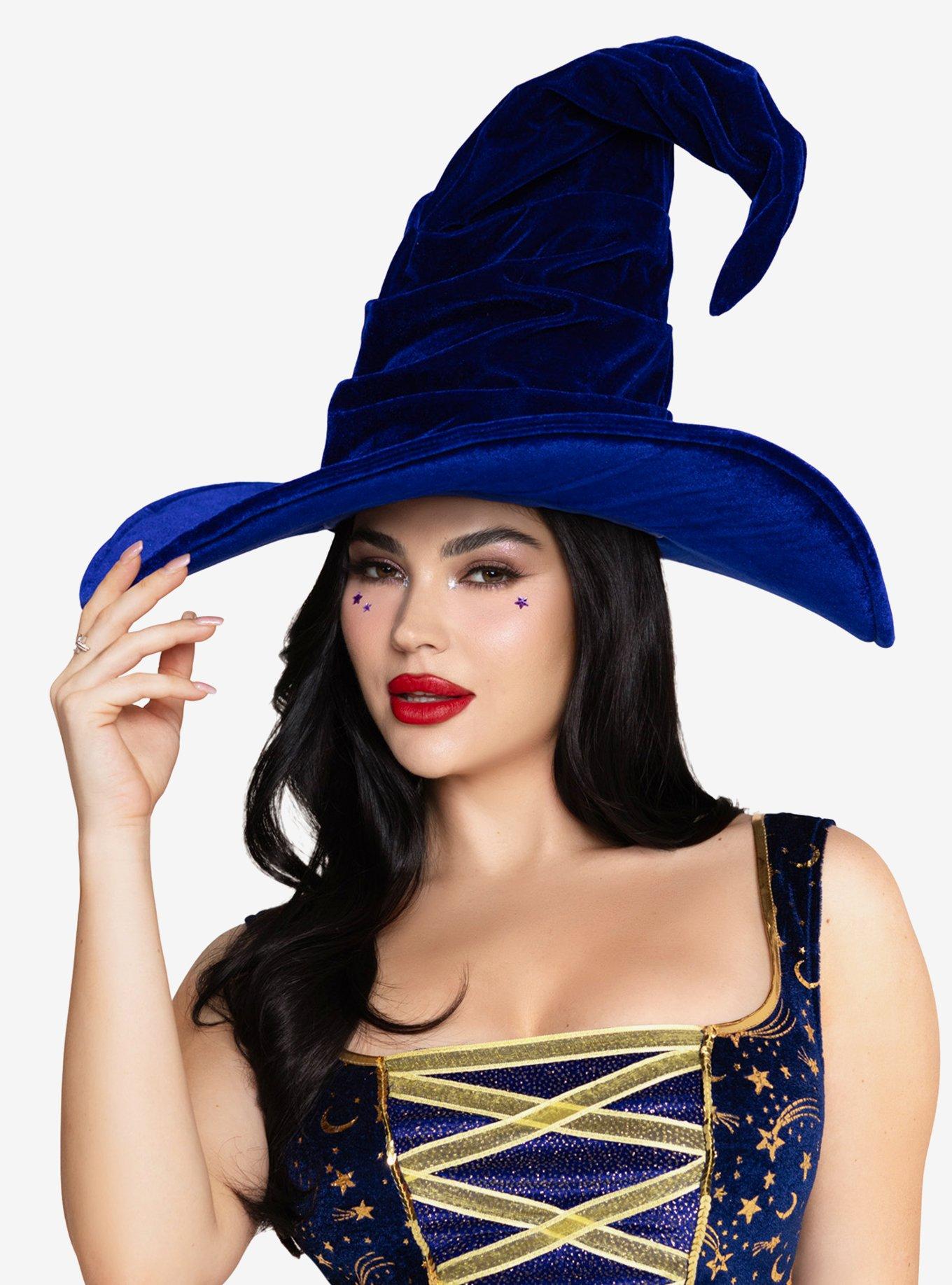 Velvet Ruched Witch Hat Royal Blue