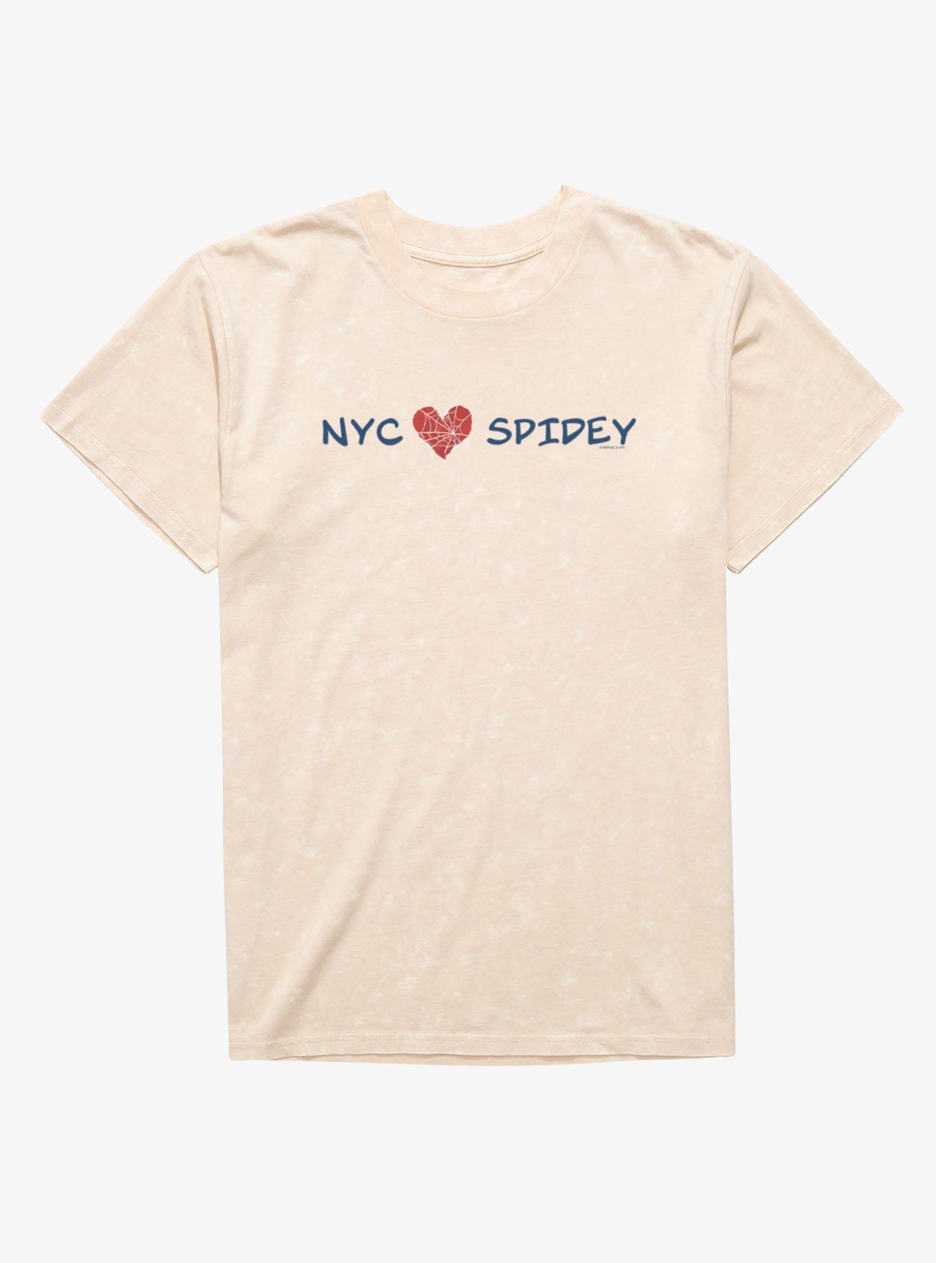 Marvel Spider-Man Brand New Day NYC Loves Spidey Heart Mineral Wash T-Shirt