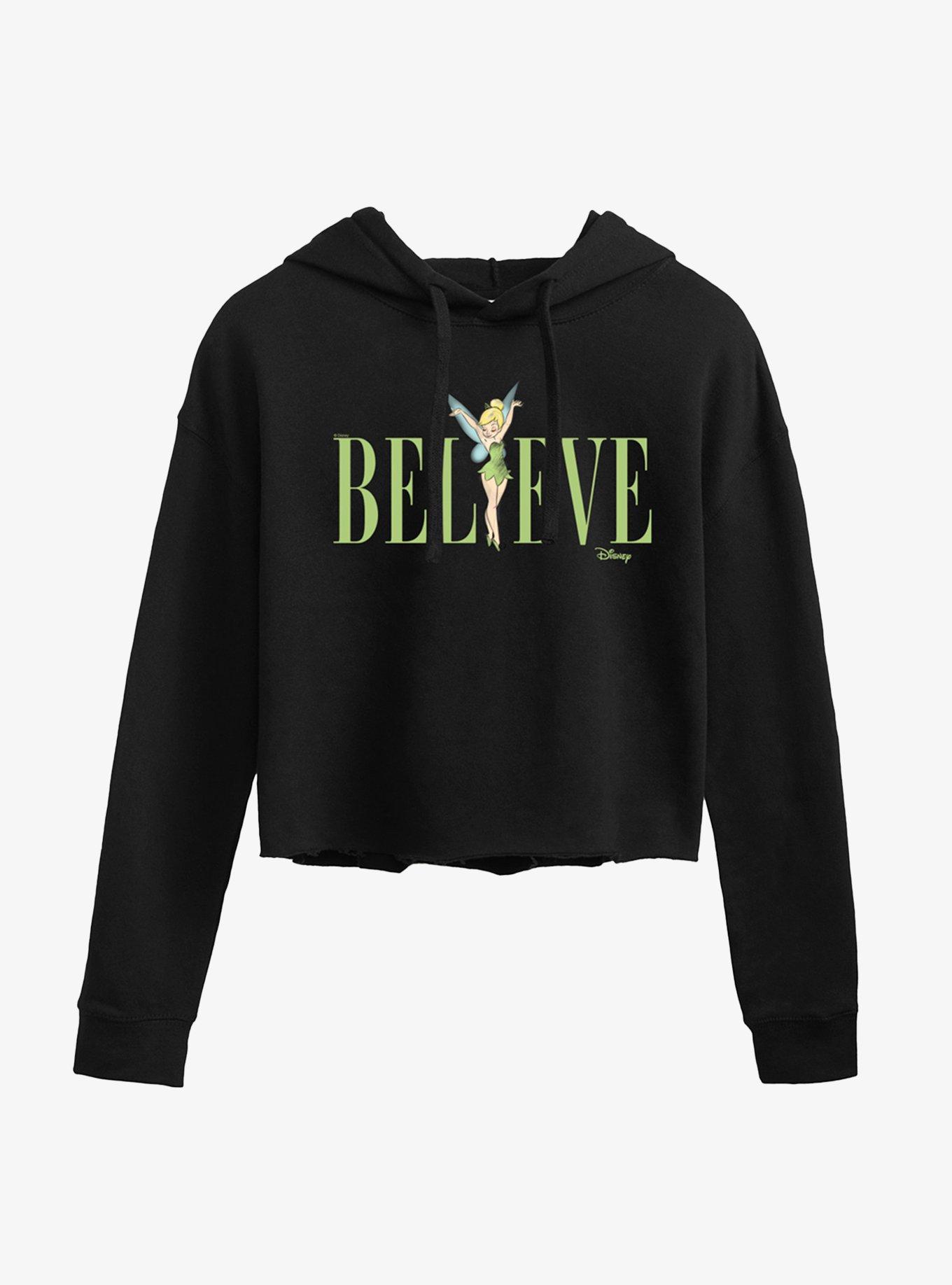Disney Tinker Bell Believe Girls Crop Hoodie